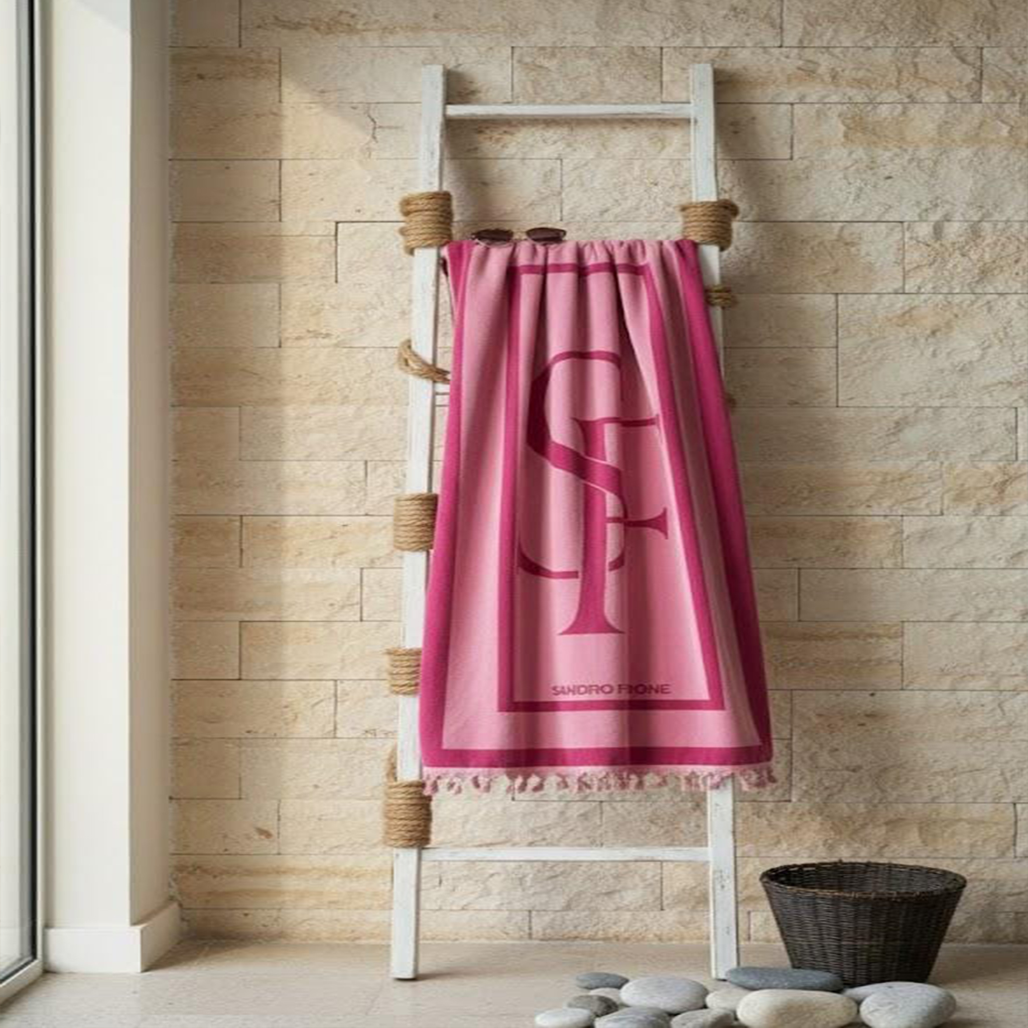 Beach Towel, 100% cotton ,size  90*160 cm ,Sandro Ferrone Signature Tassel Design