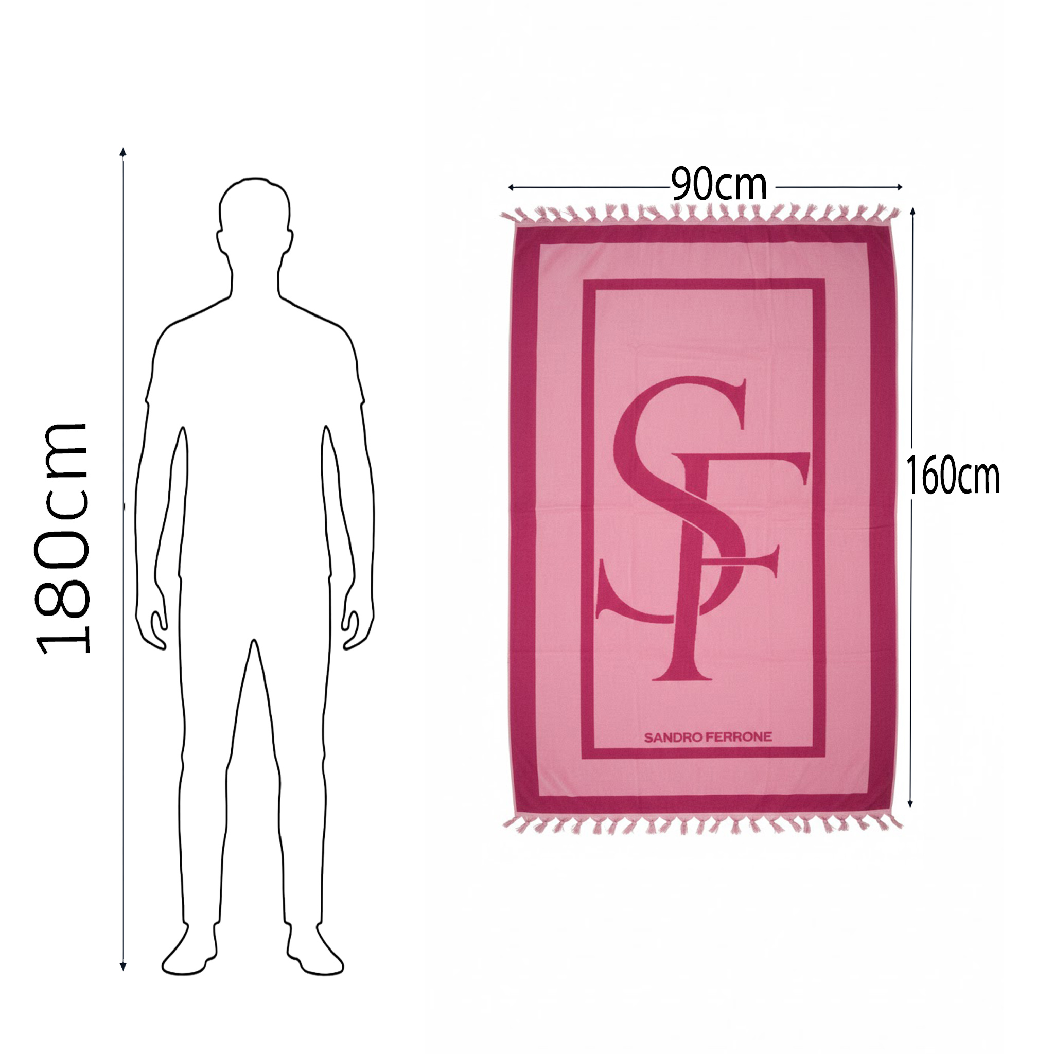 Beach Towel, 100% cotton ,size  90*160 cm ,Sandro Ferrone Signature Tassel Design