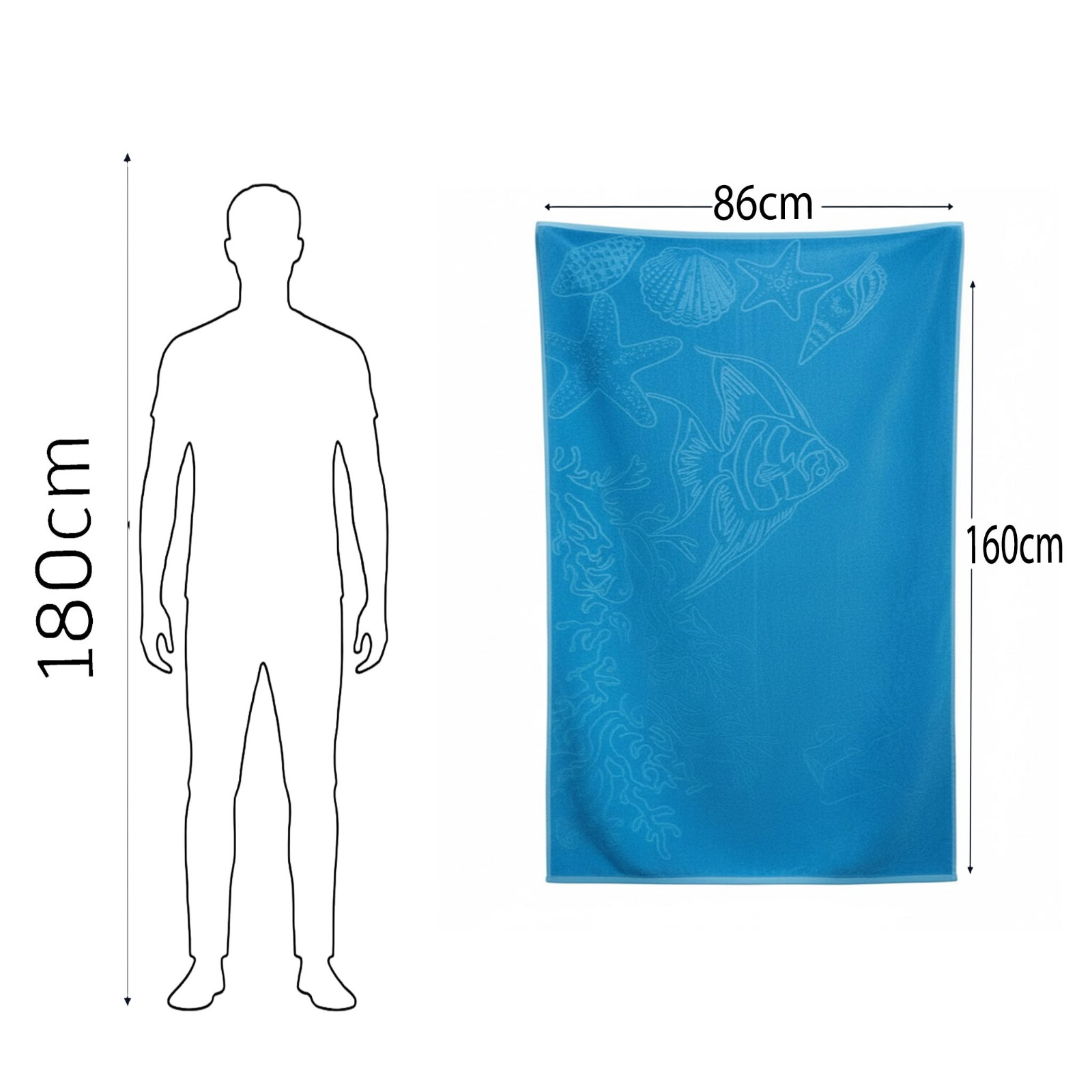 Beach Towel, 100% cotton ,turquoise , size 90*160