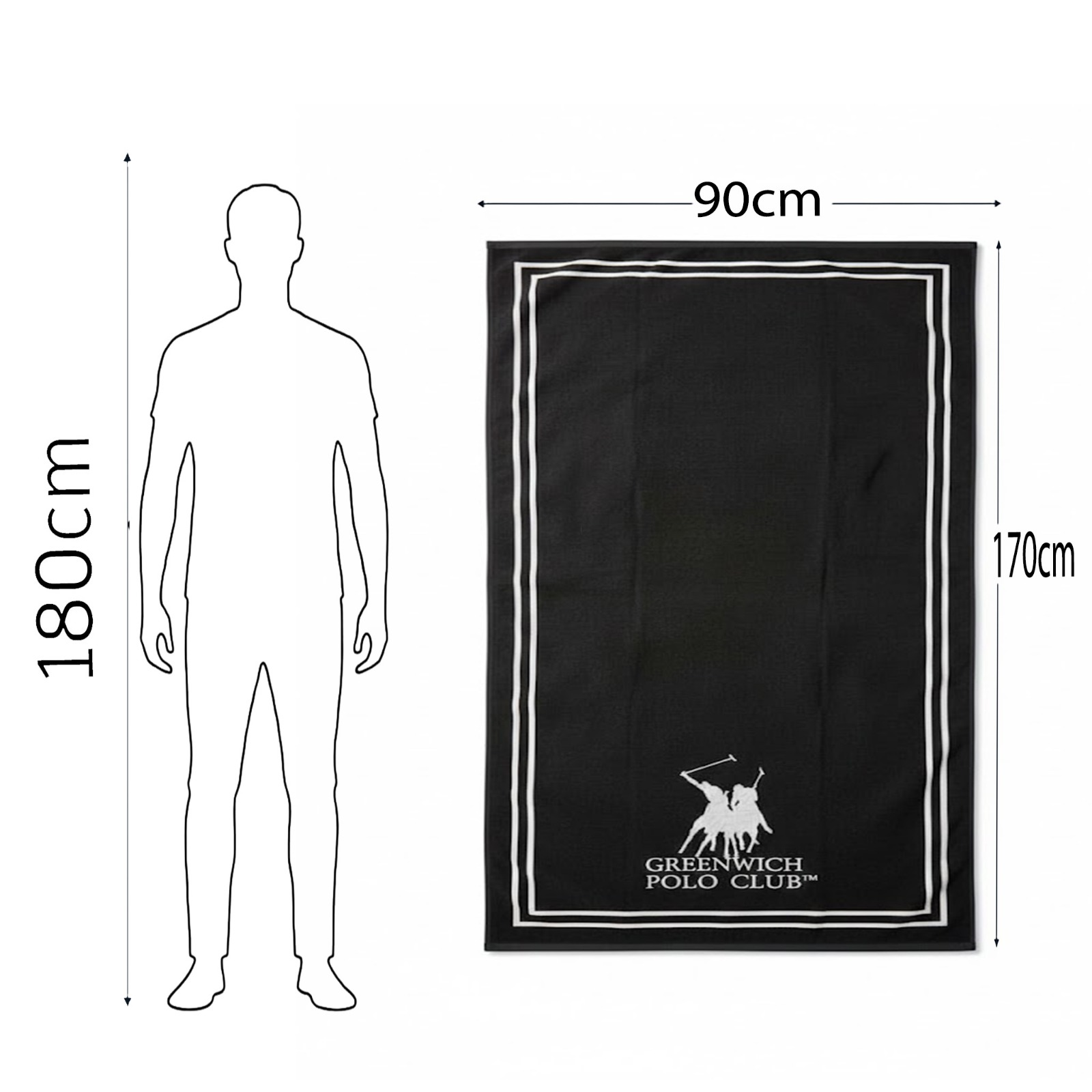Beach Towel, 100% Cotton ,size 90*170 cm , Greenwich Polo Club Essential Design