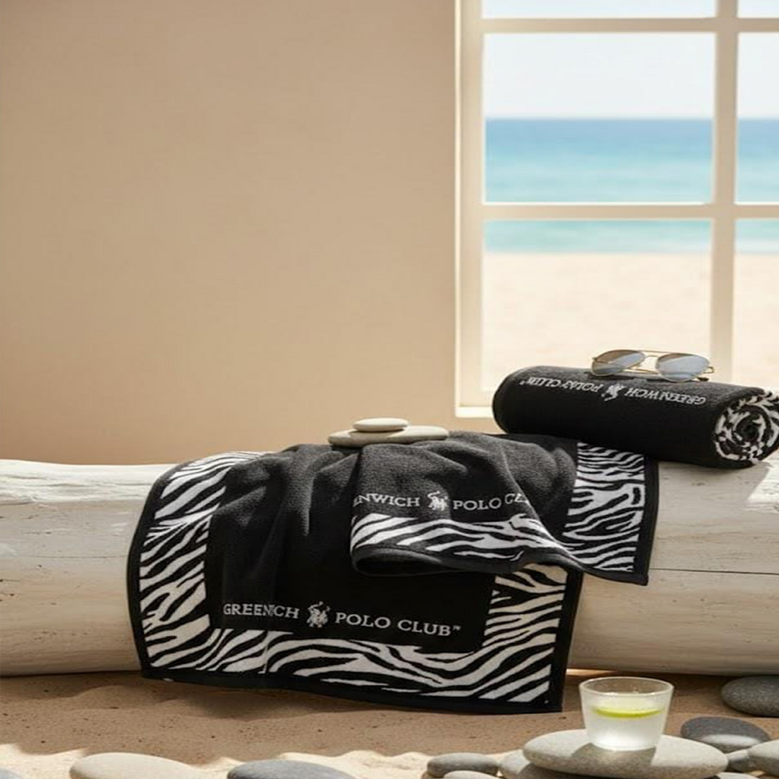 Beach Towel, 100% cotton ,size 90*170 cm , Greenwich Polo Club Zebra Design