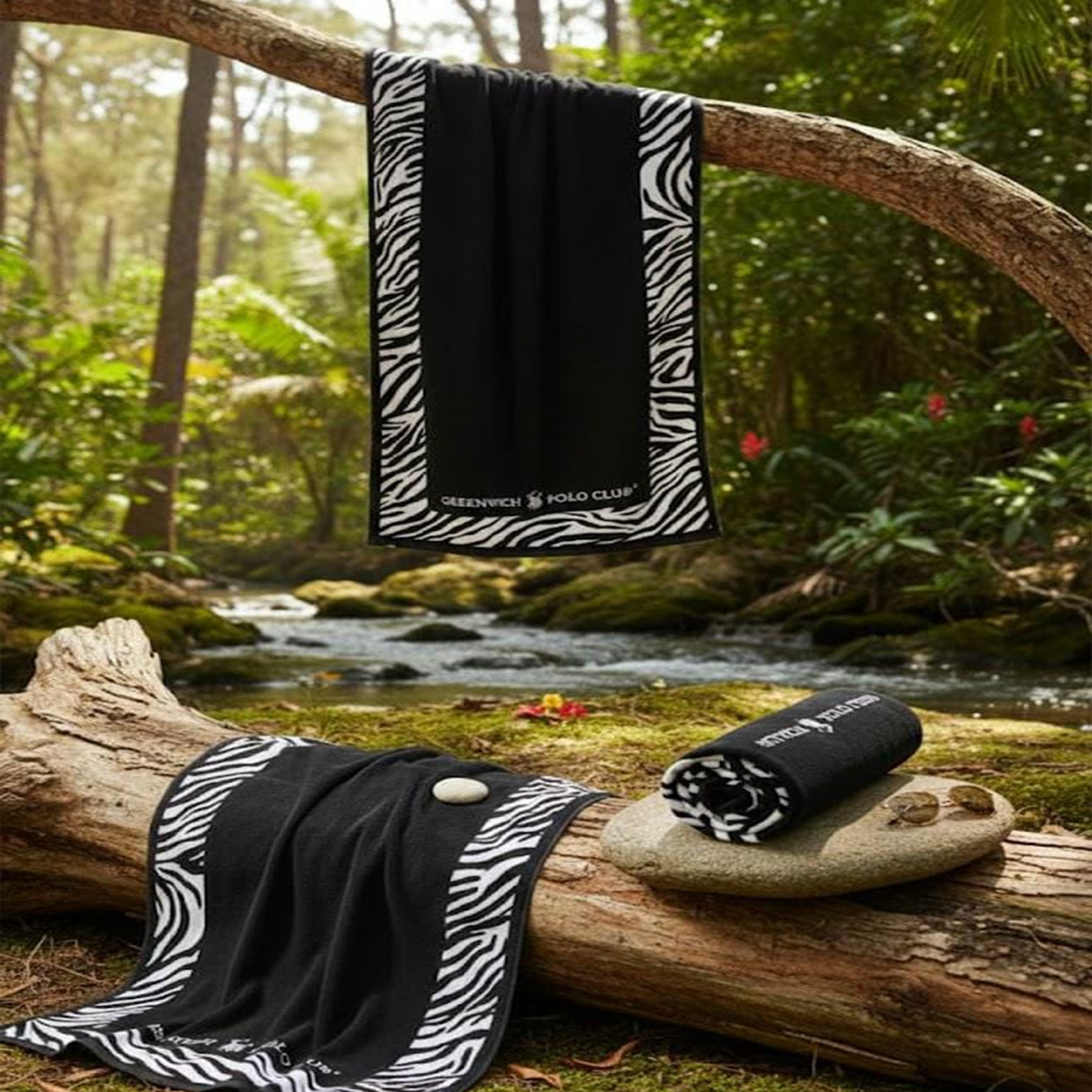 Beach Towel, 100% cotton ,size 90*170 cm , Greenwich Polo Club Zebra Design