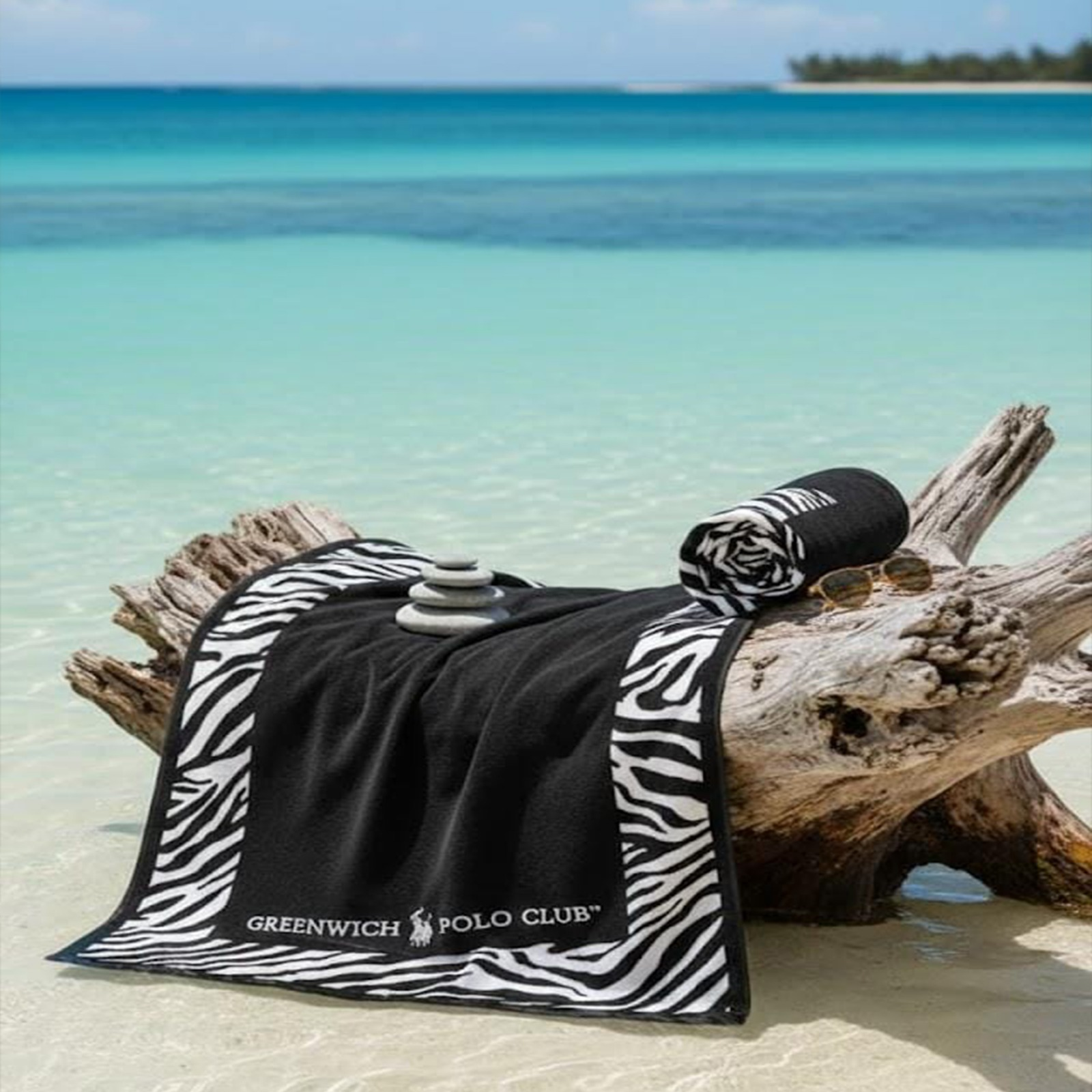 Beach Towel, 100% cotton ,size 90*170 cm , Greenwich Polo Club Zebra Design