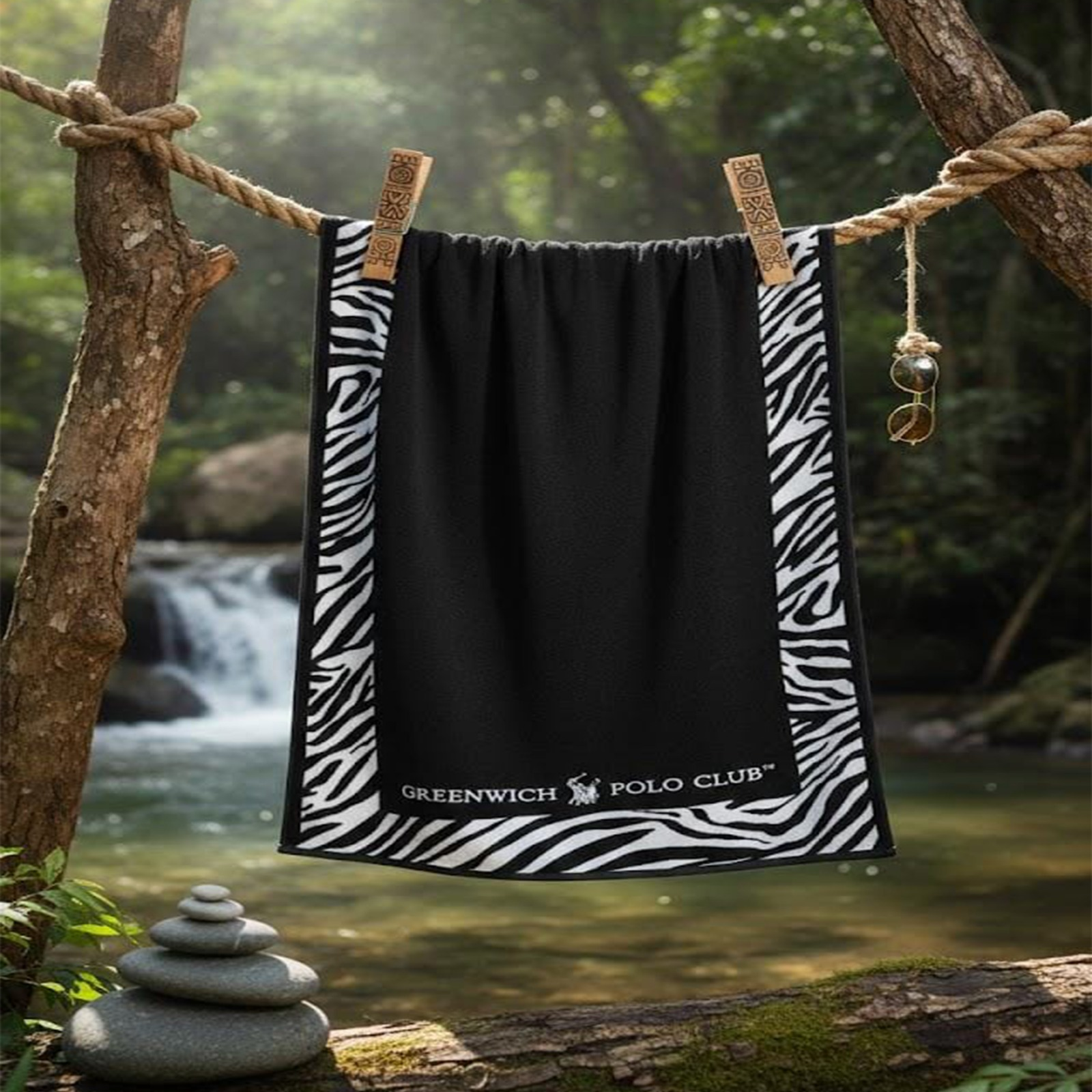 Beach Towel, 100% cotton ,size 90*170 cm , Greenwich Polo Club Zebra Design