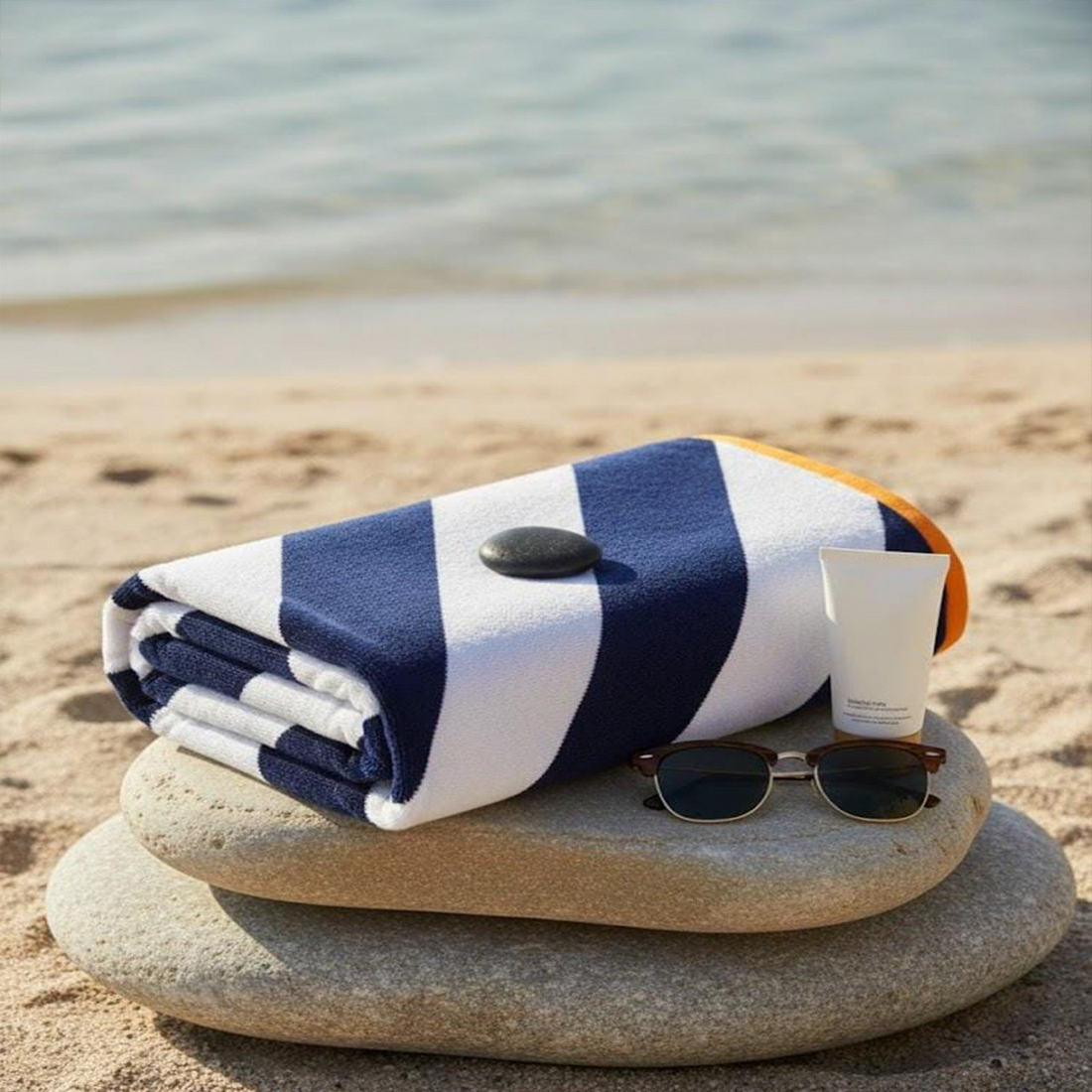 Beach Towel, 100% Cotton ,size 90*180 cm , Action Nautical Stripe Performance