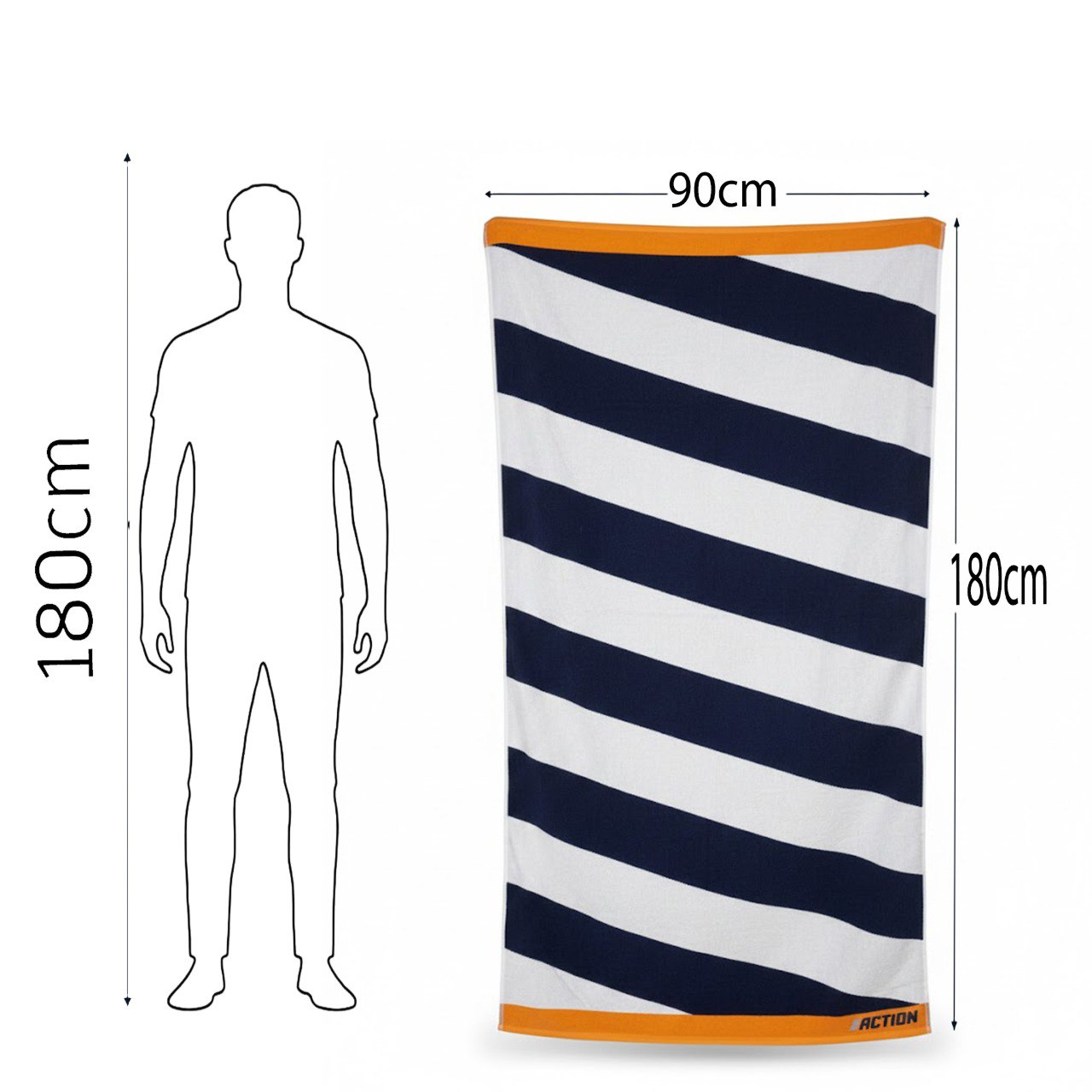 Beach Towel, 100% Cotton ,size 90*180 cm , Action Nautical Stripe Performance