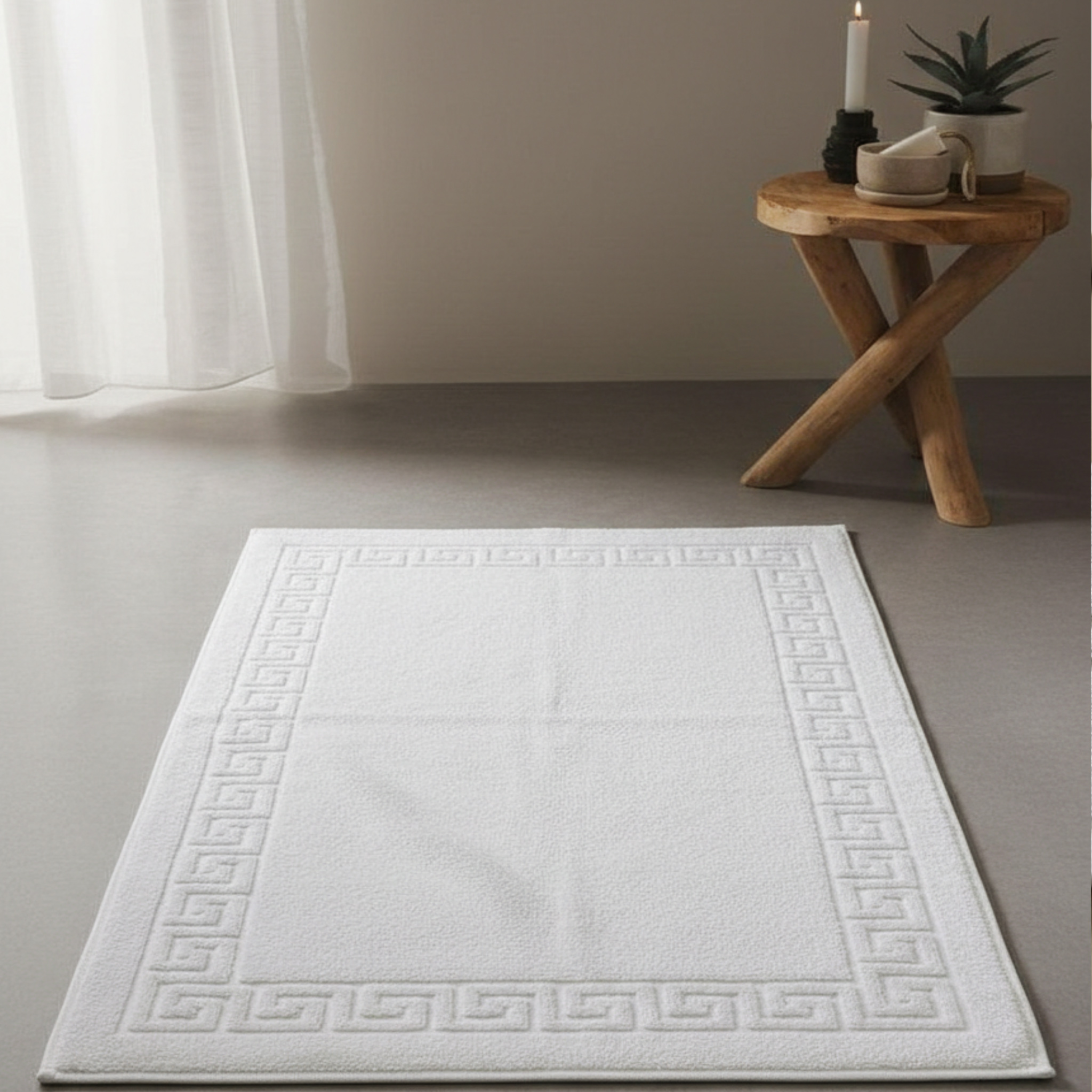 Bathmat with Greek Border  , 50*70 cm ,100% cotton