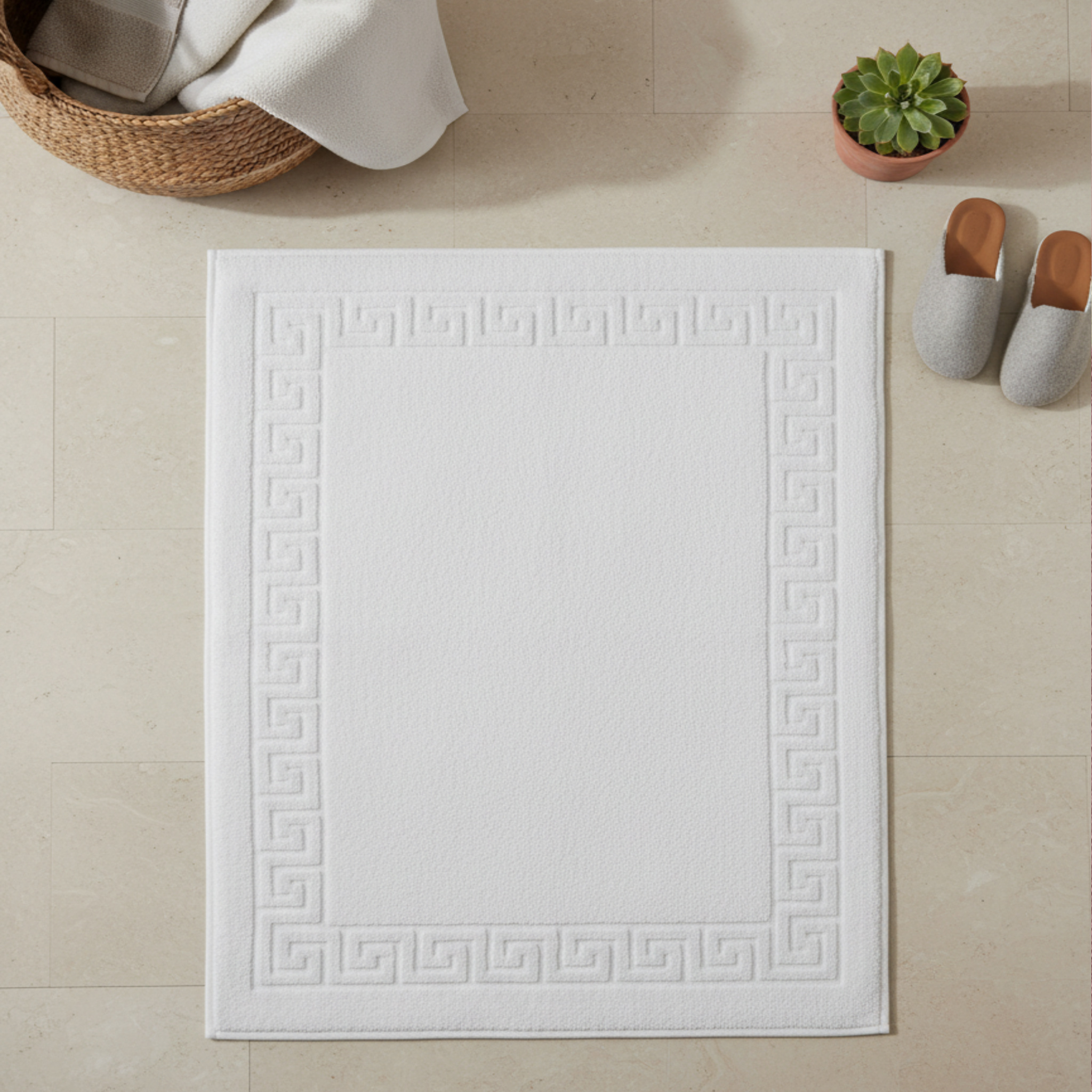 Bathmat with Greek Border  , 50*70 cm ,100% cotton