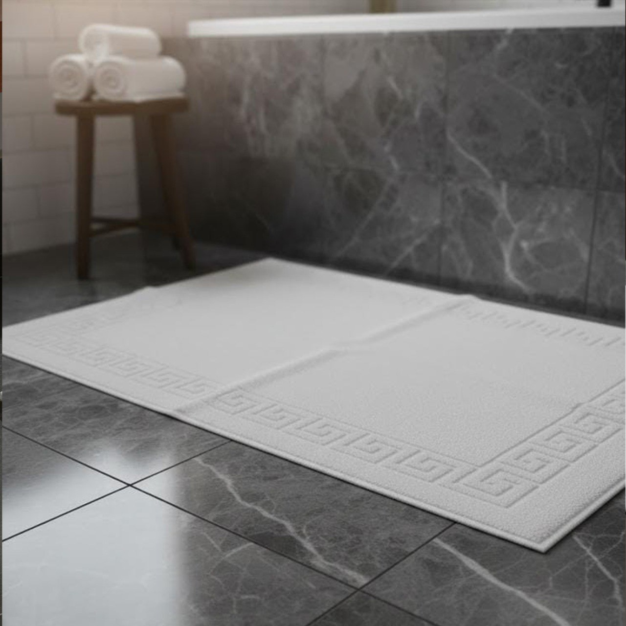 Bathmat with Greek Border  , 50*70 cm ,100% cotton