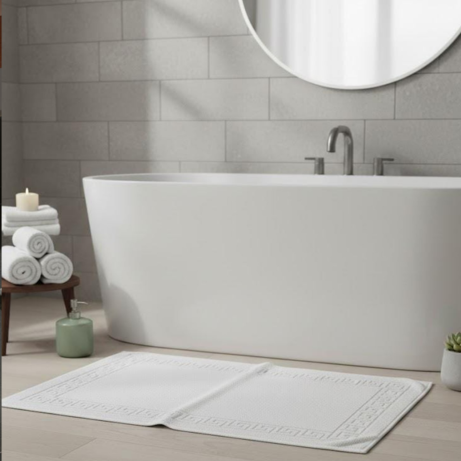 Bathmat with Greek Border  , 50*70 cm ,100% cotton