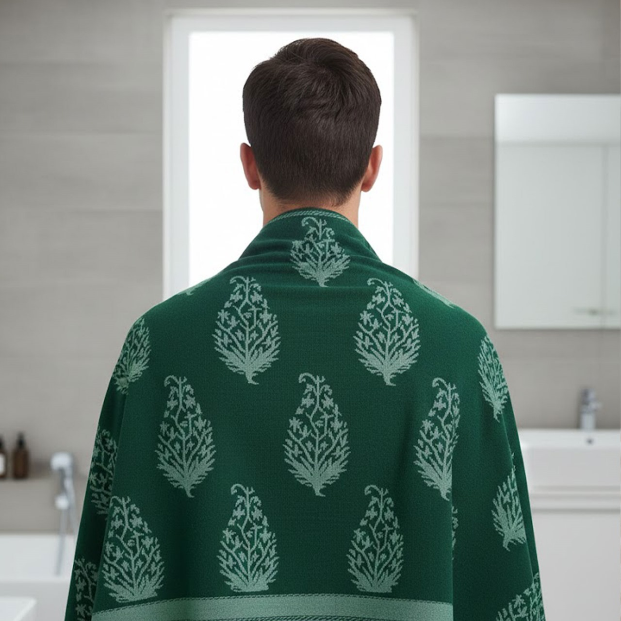 Velour Dark Green Bath Towel – 86*150 cm–630 gm Wrap Yourself in Luxury