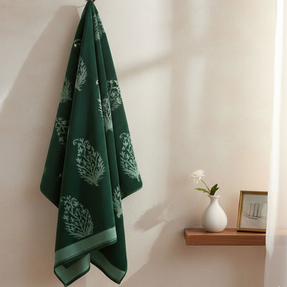 Velour Dark Green Bath Towel – 86*150 cm–630 gm Wrap Yourself in Luxury