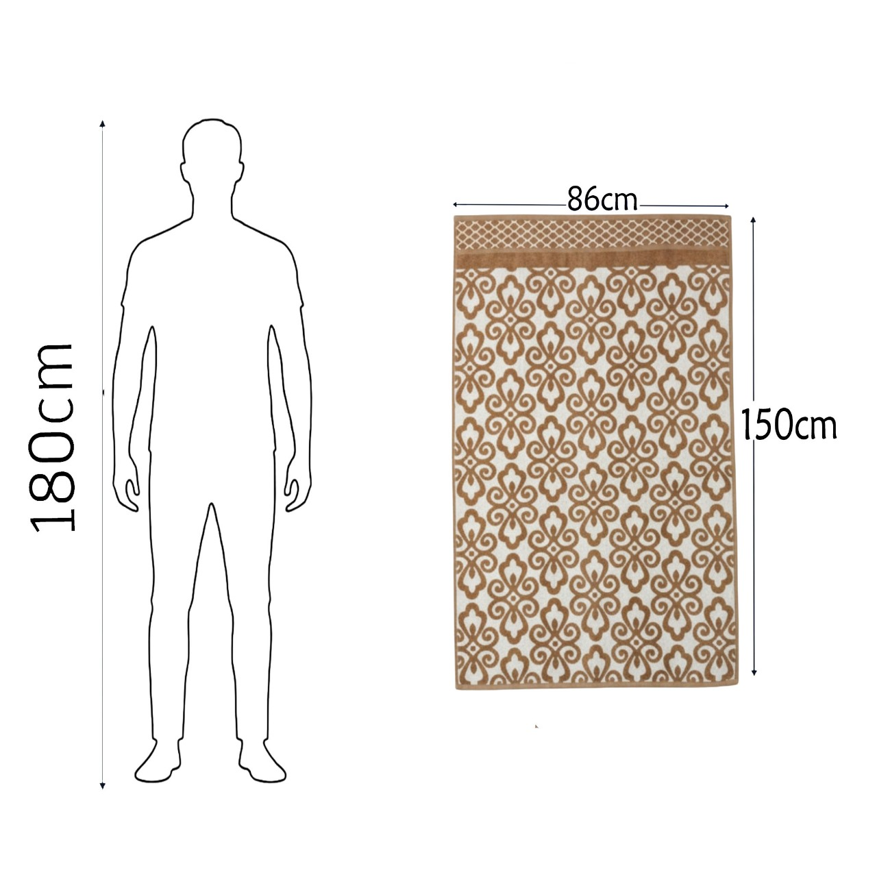 Bath Towel, Camel color ,86*150 , 100% Cotton, Velour