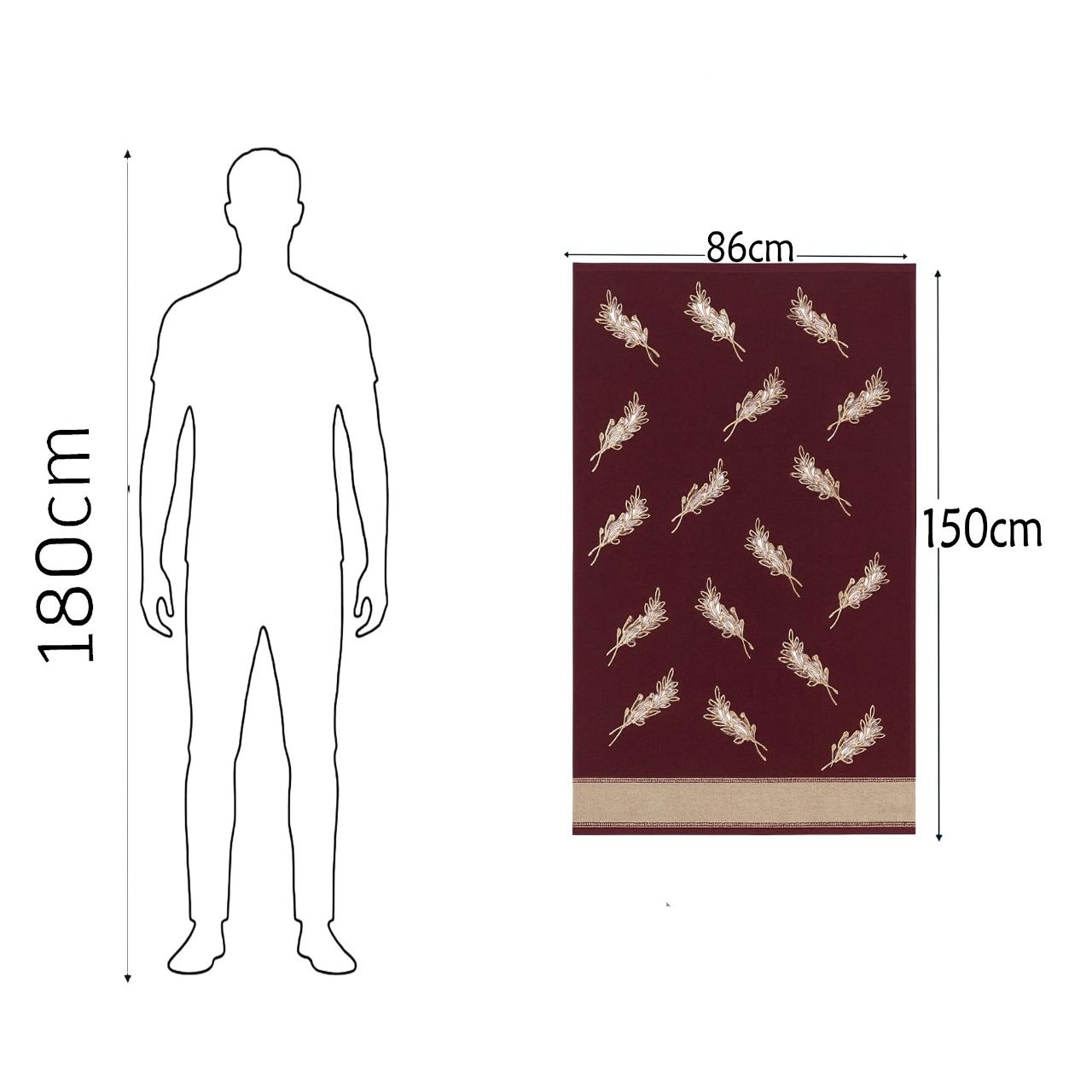 Velour Maroon Bath Towel - Cozy Elegance 86*150 cm