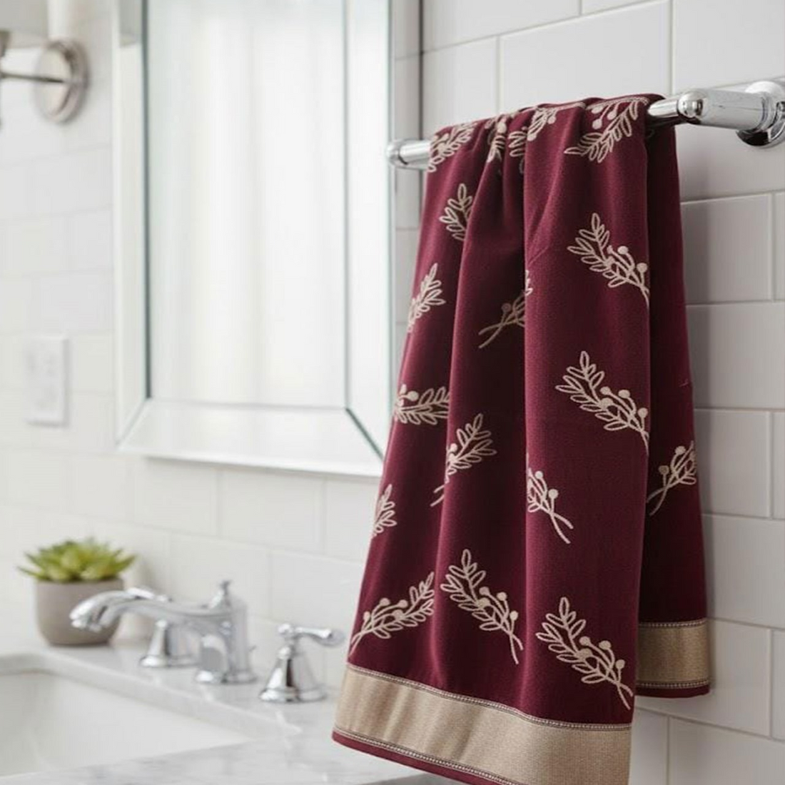 Velour Maroon Bath Towel – Cozy Elegance 86*150 cm -460 gm