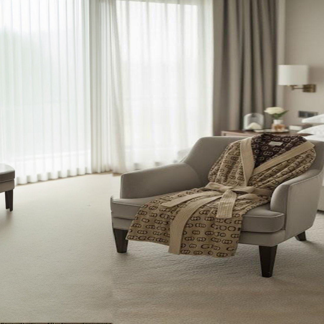 Hooded Bathrobe – Gucci Style Design,XLtoXXL