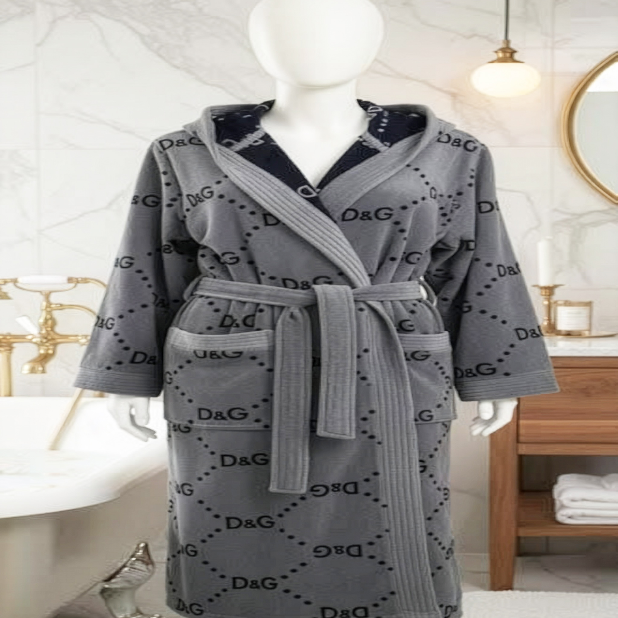 Hooded Bathrobe – D&G Style Design,XLtoXXL