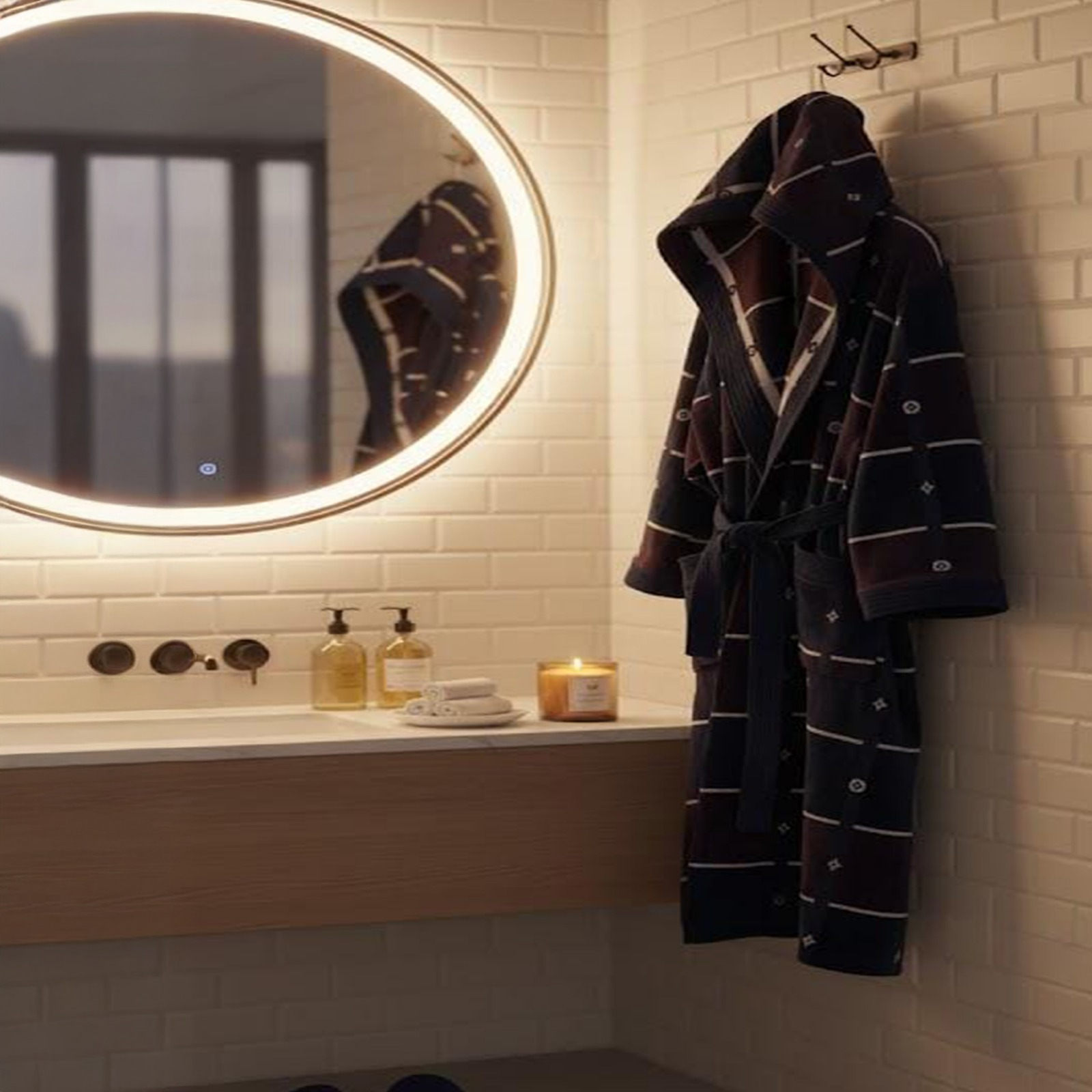 Hooded Bathrobe – LV Style Design,XLtoXXL