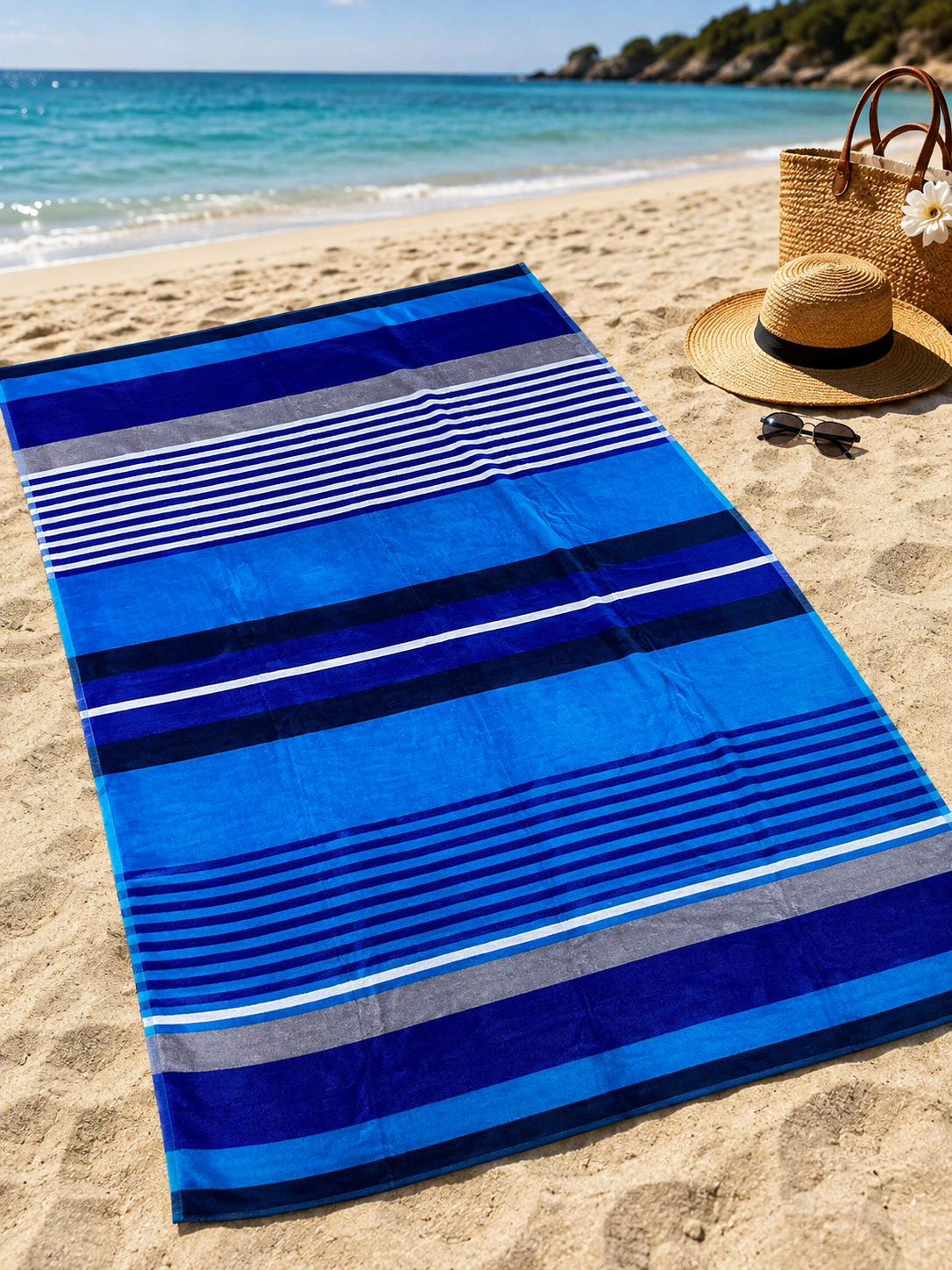 Jumbo beach towel ,140 X 190 cm , 100% cotton , Highly absorbent ,Striped Beach Towel