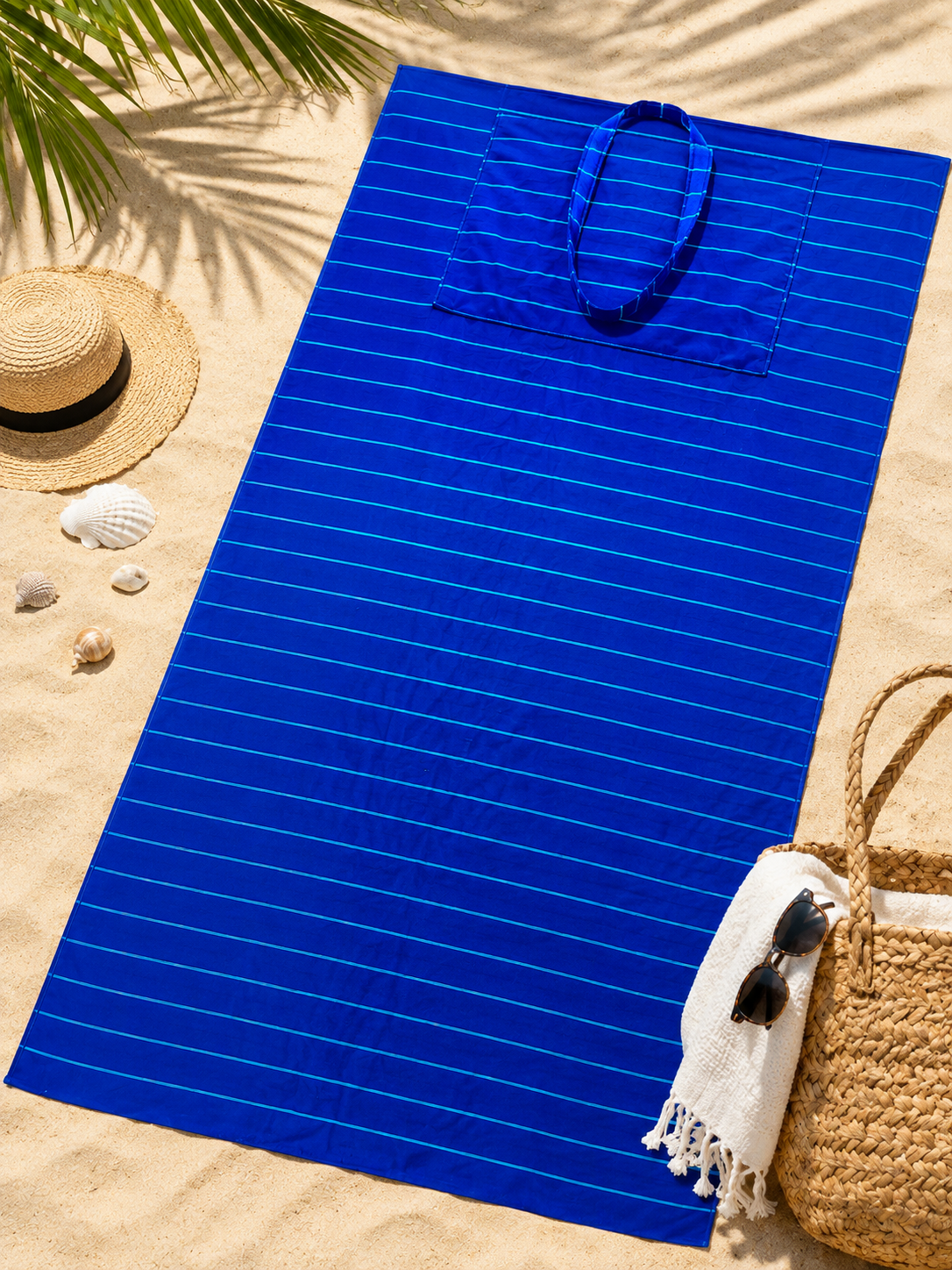Convertible Beach Towel Bag ,86*170 , 100% natural cotton , 2-in-1 Beach Towel & Tote Bag ,Flat Front & Terry Back