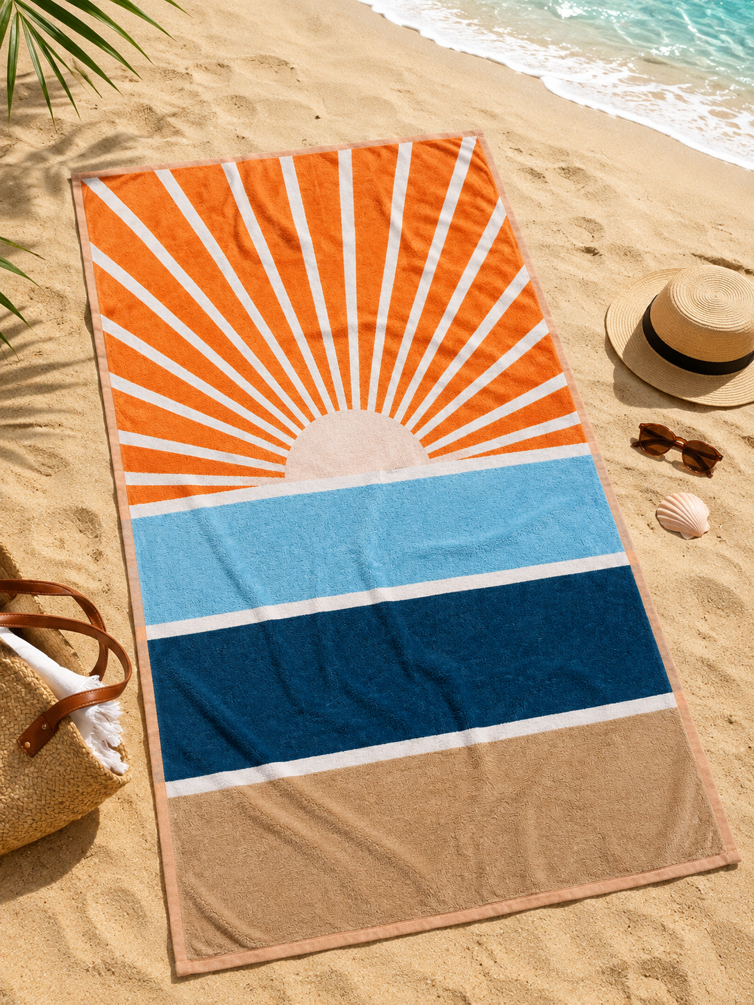 Beach towel , 90 x 160 , 100% cotton ,Highly absorbent ,Sunburst Beach Towel
