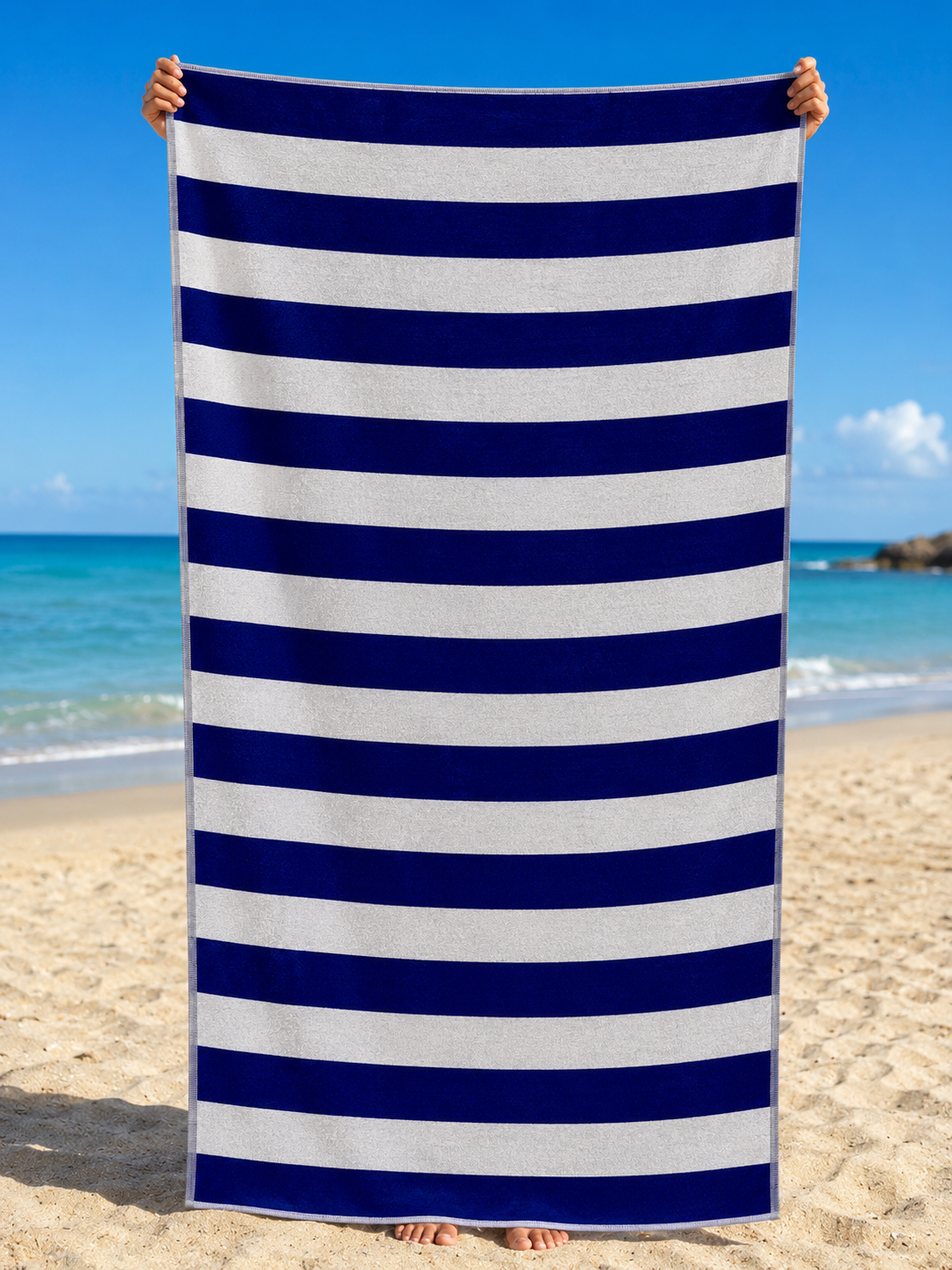 Beach towel ,80 X 170 cm , 100% cotton , Highly absorbent ,Striped Beach Towel