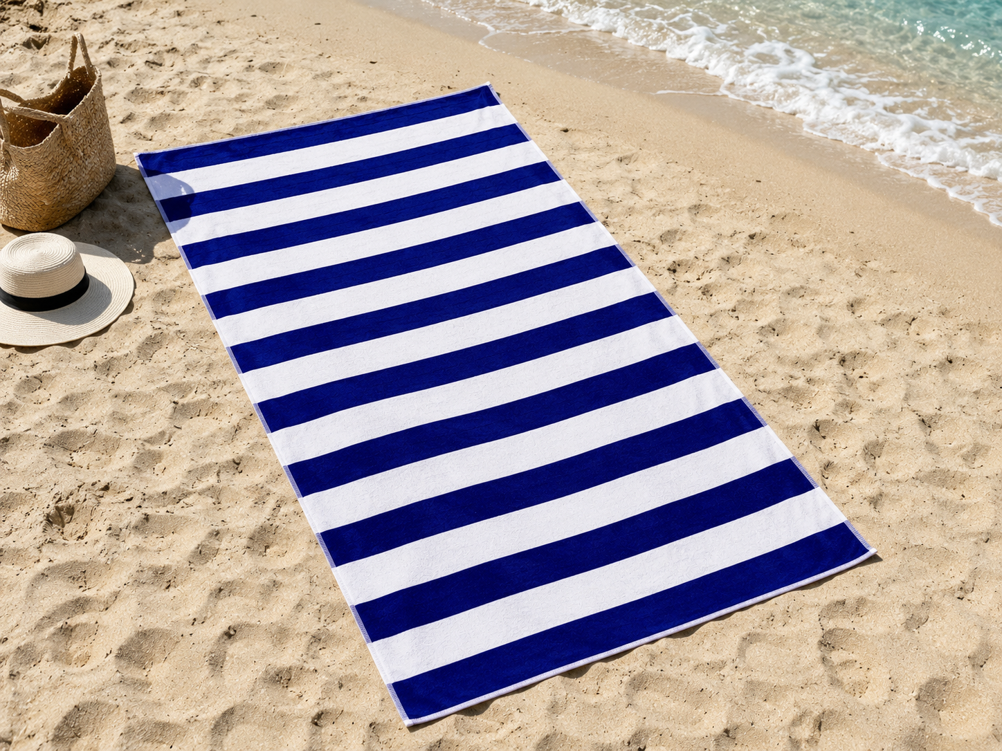 Beach towel ,80 X 170 cm , 100% cotton , Highly absorbent ,Striped Beach Towel