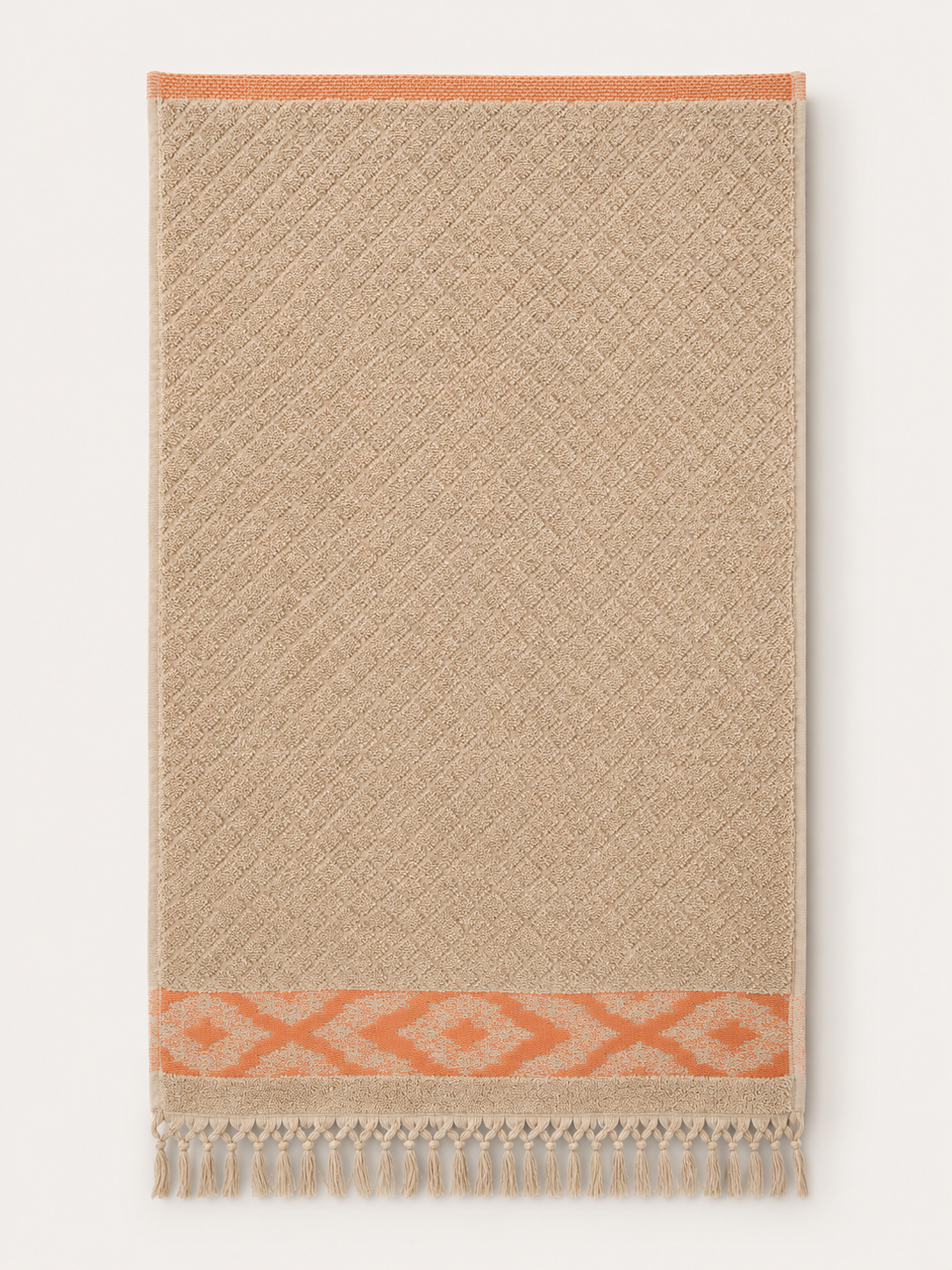 Face Towel  diamond Textured 100% Cotton with Tassels – 50×100 cm