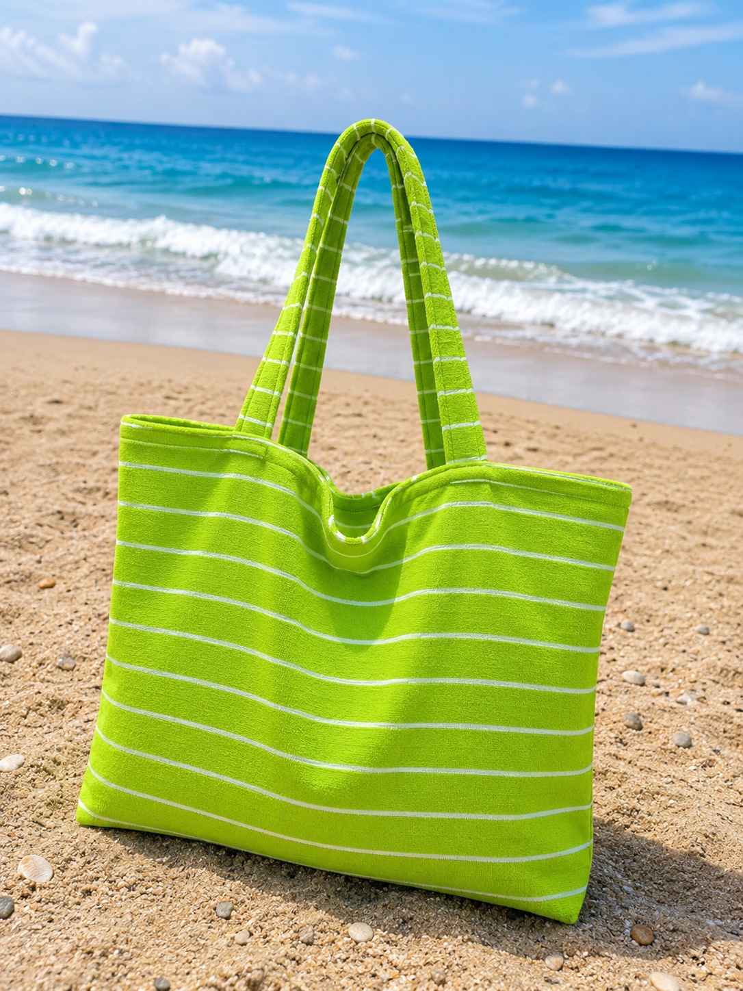 Convertible Beach Towel Bag ,86*170 , 100% natural cotton , 2-in-1 Beach Towel & Tote Bag ,Flat Front & Terry Back