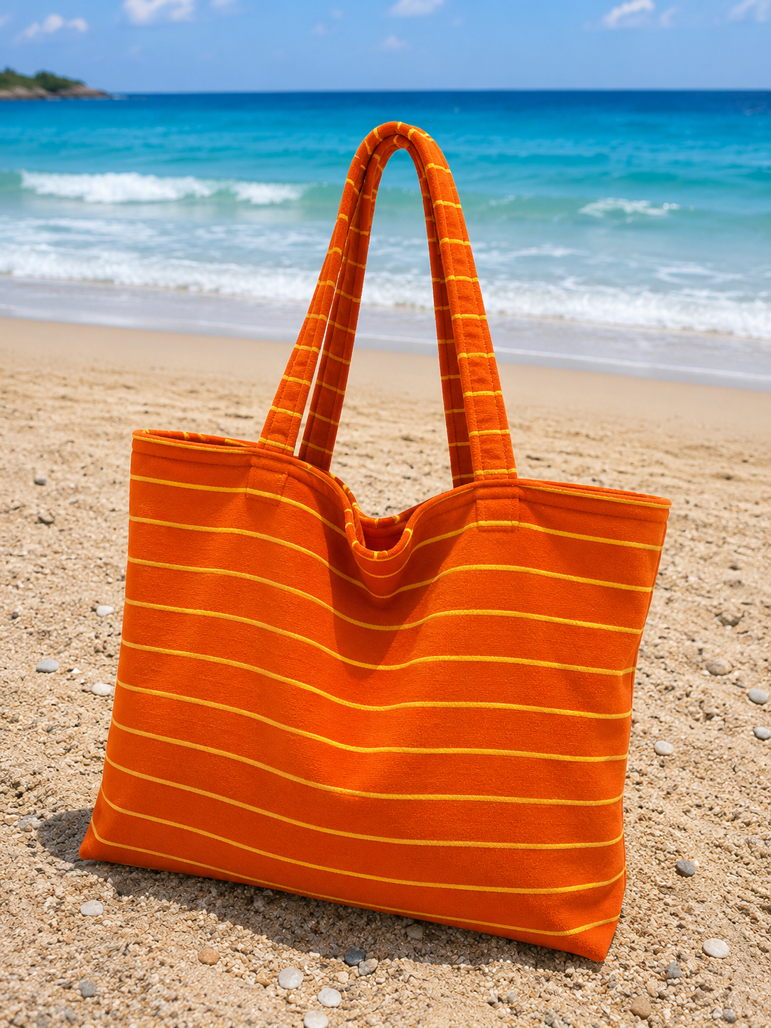 Convertible Beach Towel Bag ,86*170 , 100% natural cotton , 2-in-1 Beach Towel & Tote Bag ,Flat Front & Terry Back