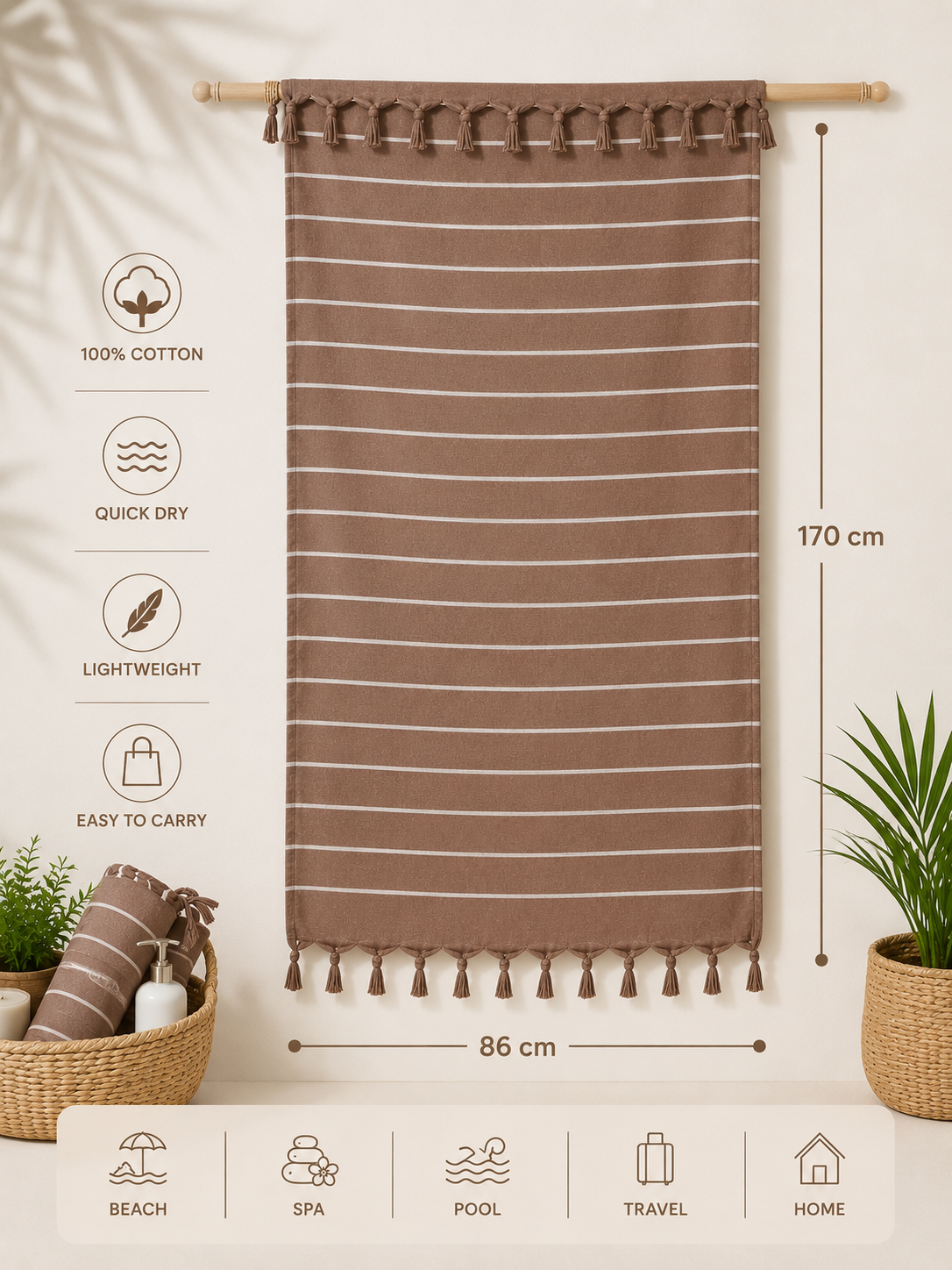 Beach towel ,86 X 170 cm , 100% cotton , Highly absorbent ,Botanical Leopard Beach Towel