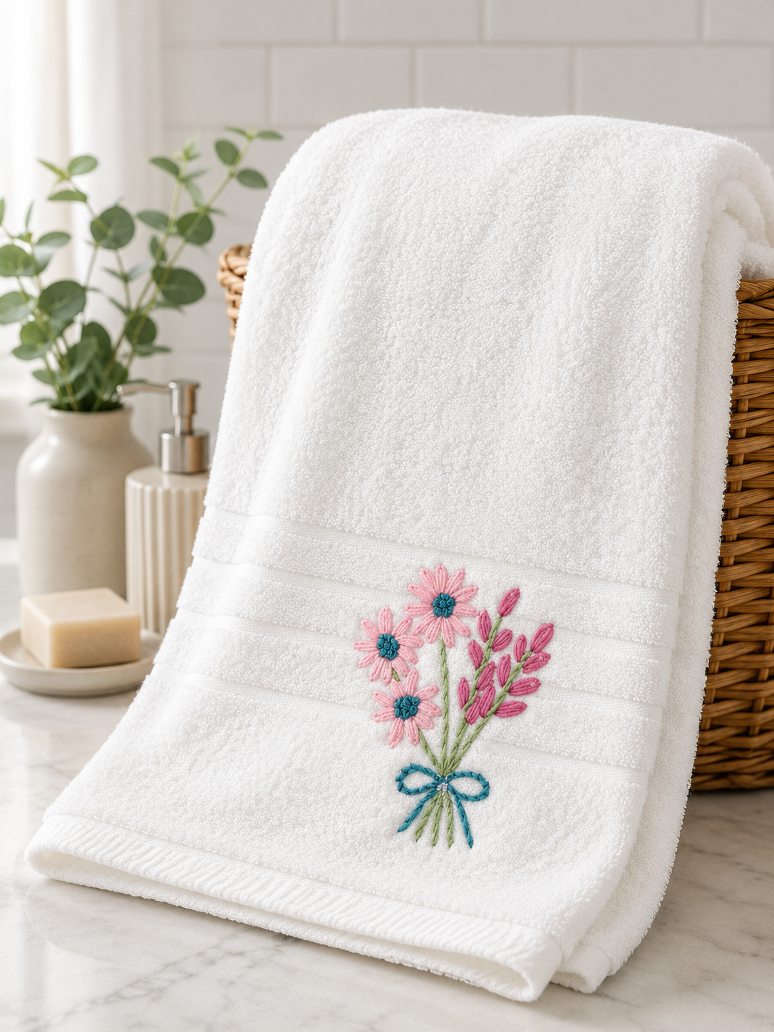 Bath towel 90 x155 cm ,100% cotton ,Soft Petals design