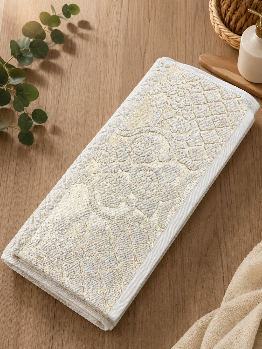 Face towel, 50 x 90 cm, 100% cotton, Blossom Jacquard design