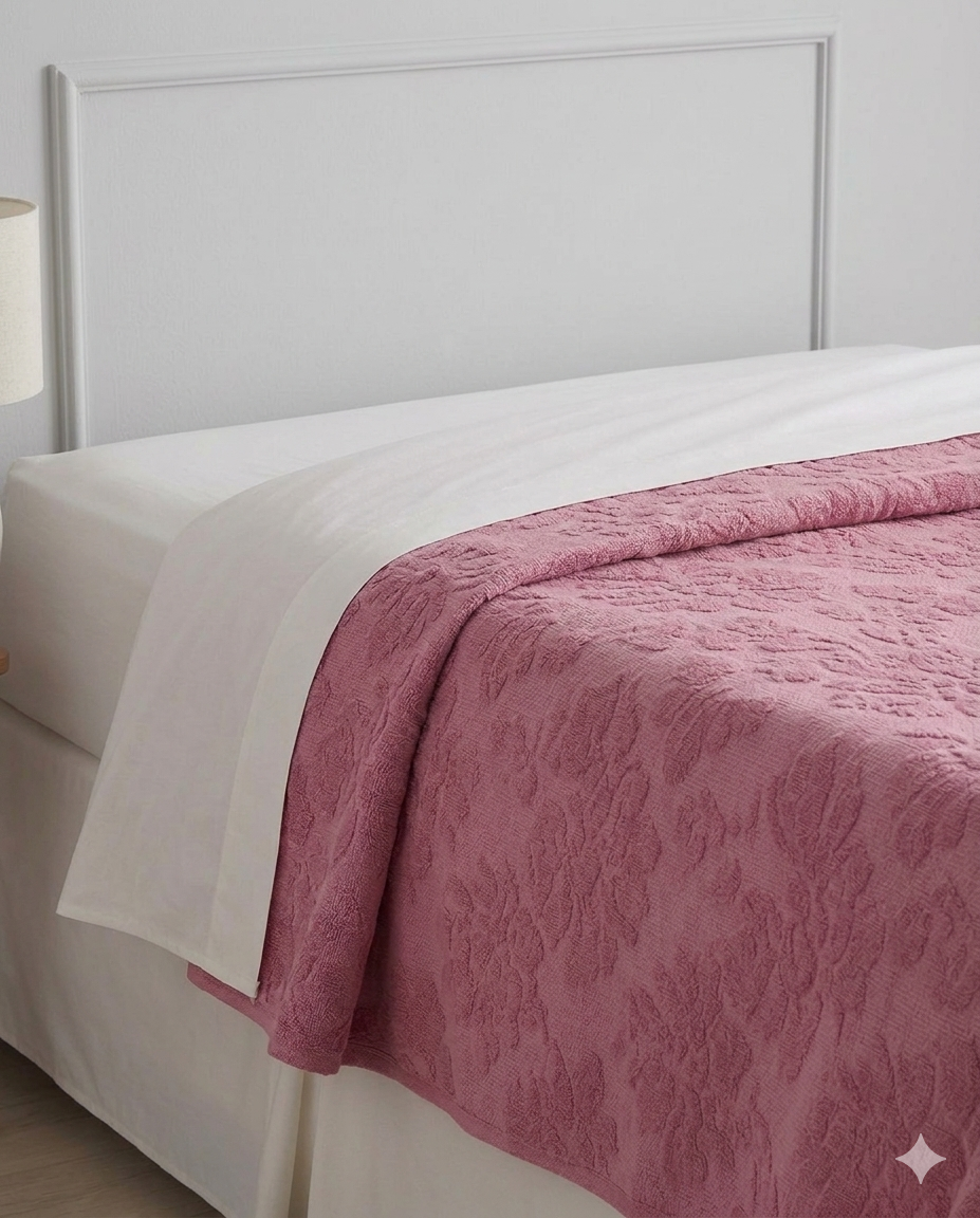 Bed coverlet , 100% cotton , Elegant terry design