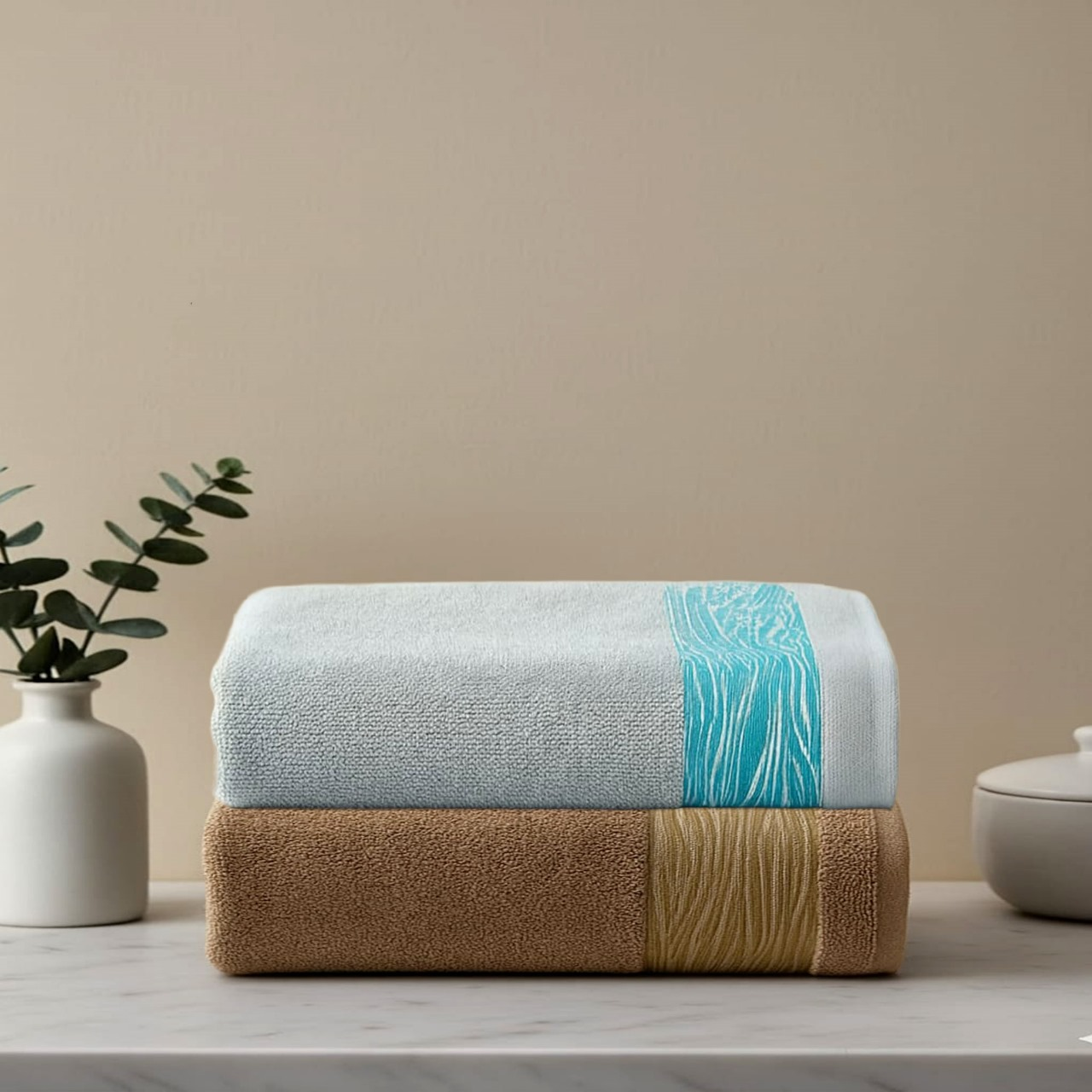 Face Towel, 50*100, 100% Cotton,Wave-Patterned Border