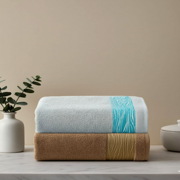 Face Towel, 50*100, 100% Cotton,Wave-Patterned Border