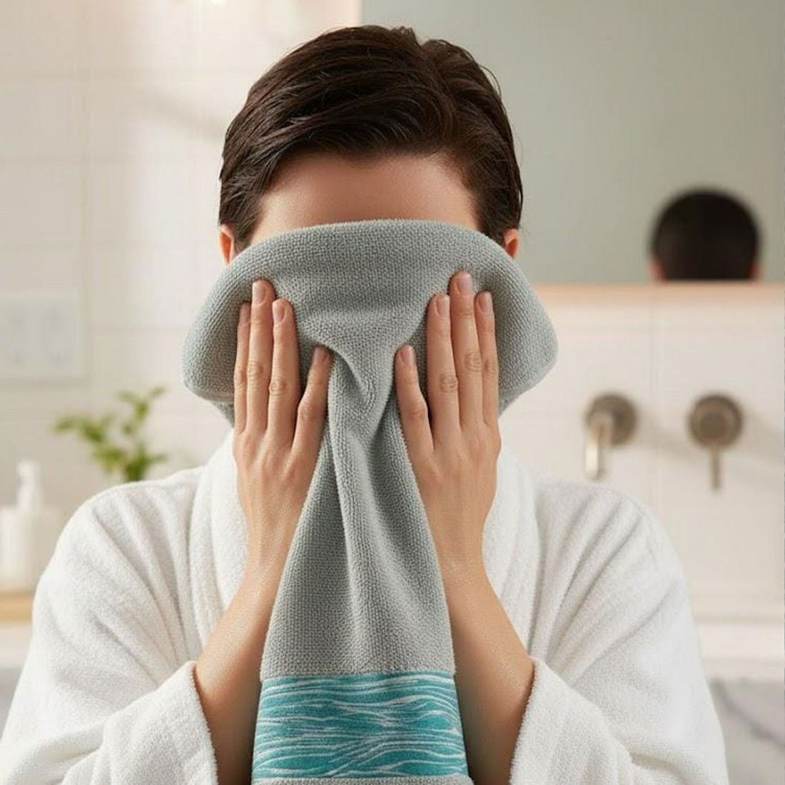 Face Towel, 50*100, 100% Cotton,Wave-Patterned Border