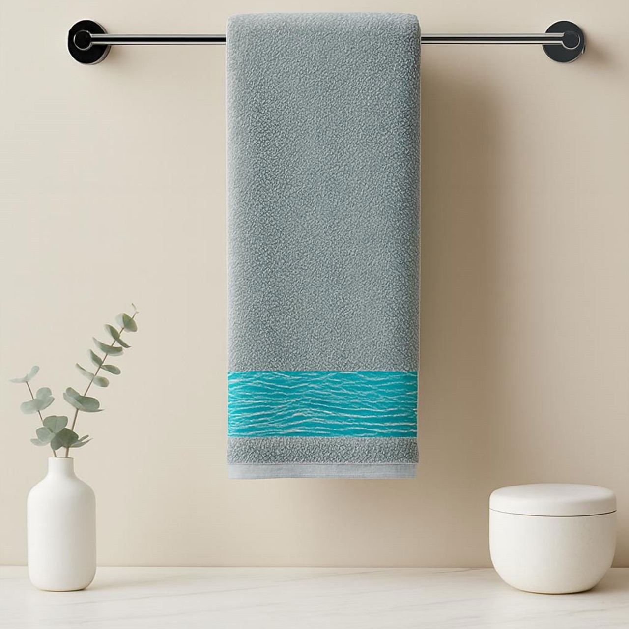 Face Towel, 50*100, 100% Cotton,Wave-Patterned Border