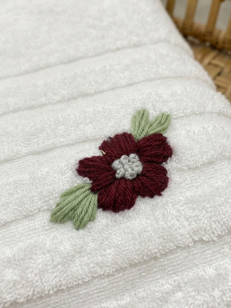 Bath towel 90 x155 cm ,100%  cotton , Burgundy Blossom deign design