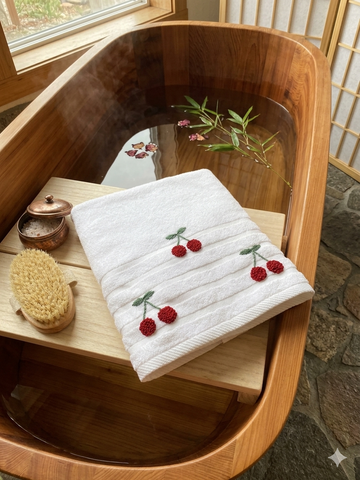 Bath towel 90 x155 cm ,100% cotton cherry design