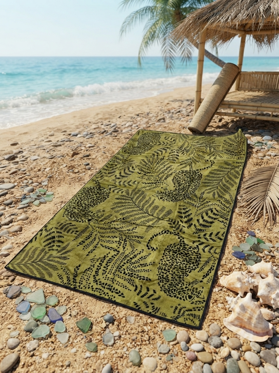 Beach towel ,86 X 170 cm , 100% cotton , Highly absorbent ,Botanical Leopard Beach Towel