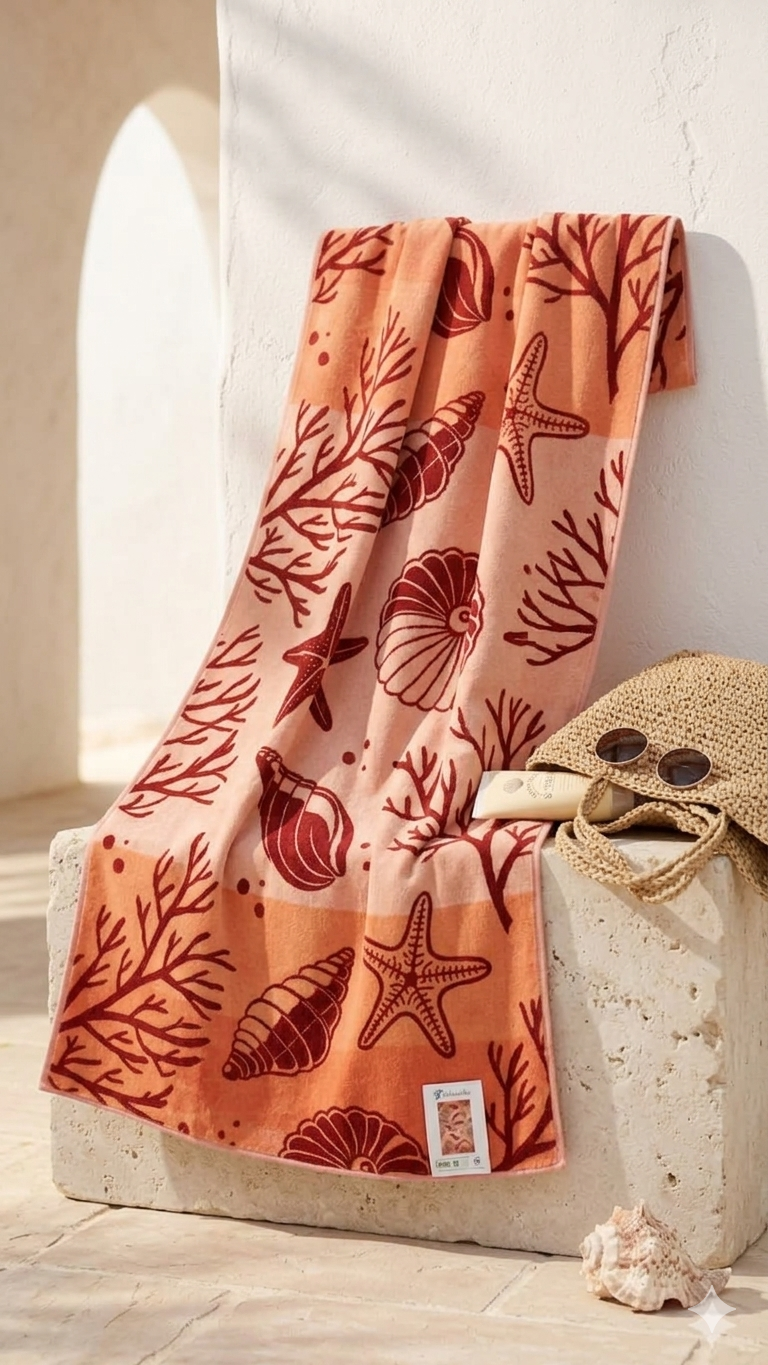 Beach towel, 90*160 cm ,100% cotton ,Coral Reef  design
