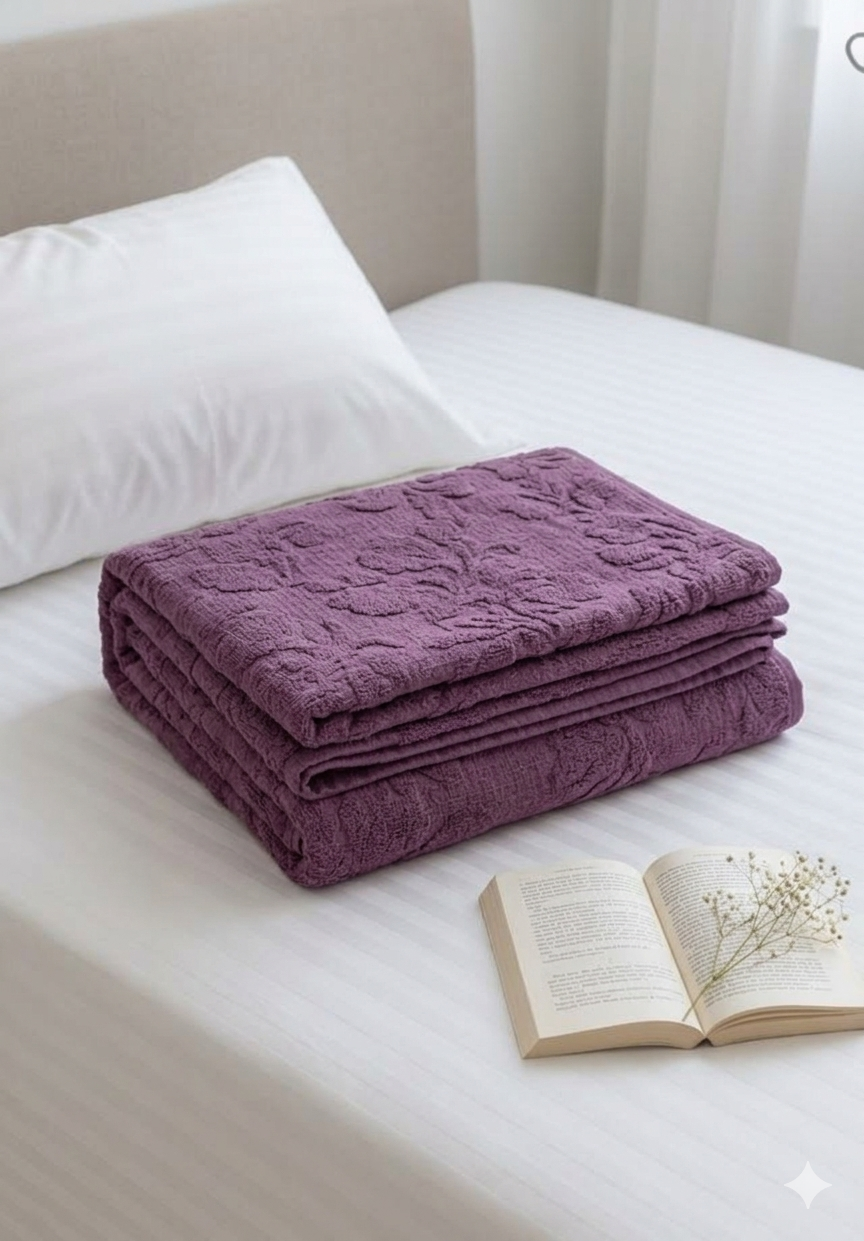 Bed coverlet , 100% cotton , Elegant terry design