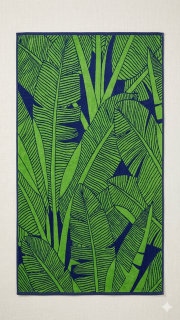 Beach towel, 90*160 cm ,100% cotton ,Tropical Leaves  design