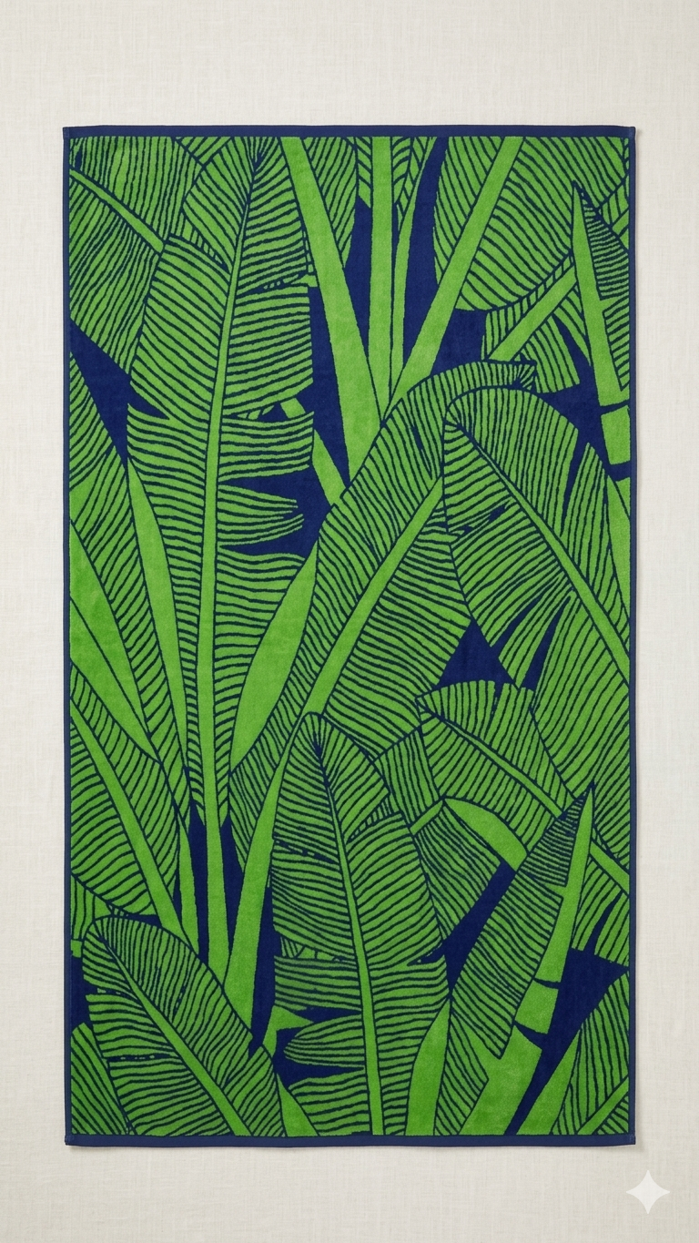 Beach towel, 90*160 cm ,100% cotton ,Tropical Leaves  design