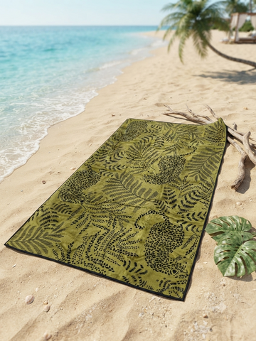 Beach towel ,86 X 170 cm , 100% cotton , Highly absorbent ,Botanical Leopard Beach Towel