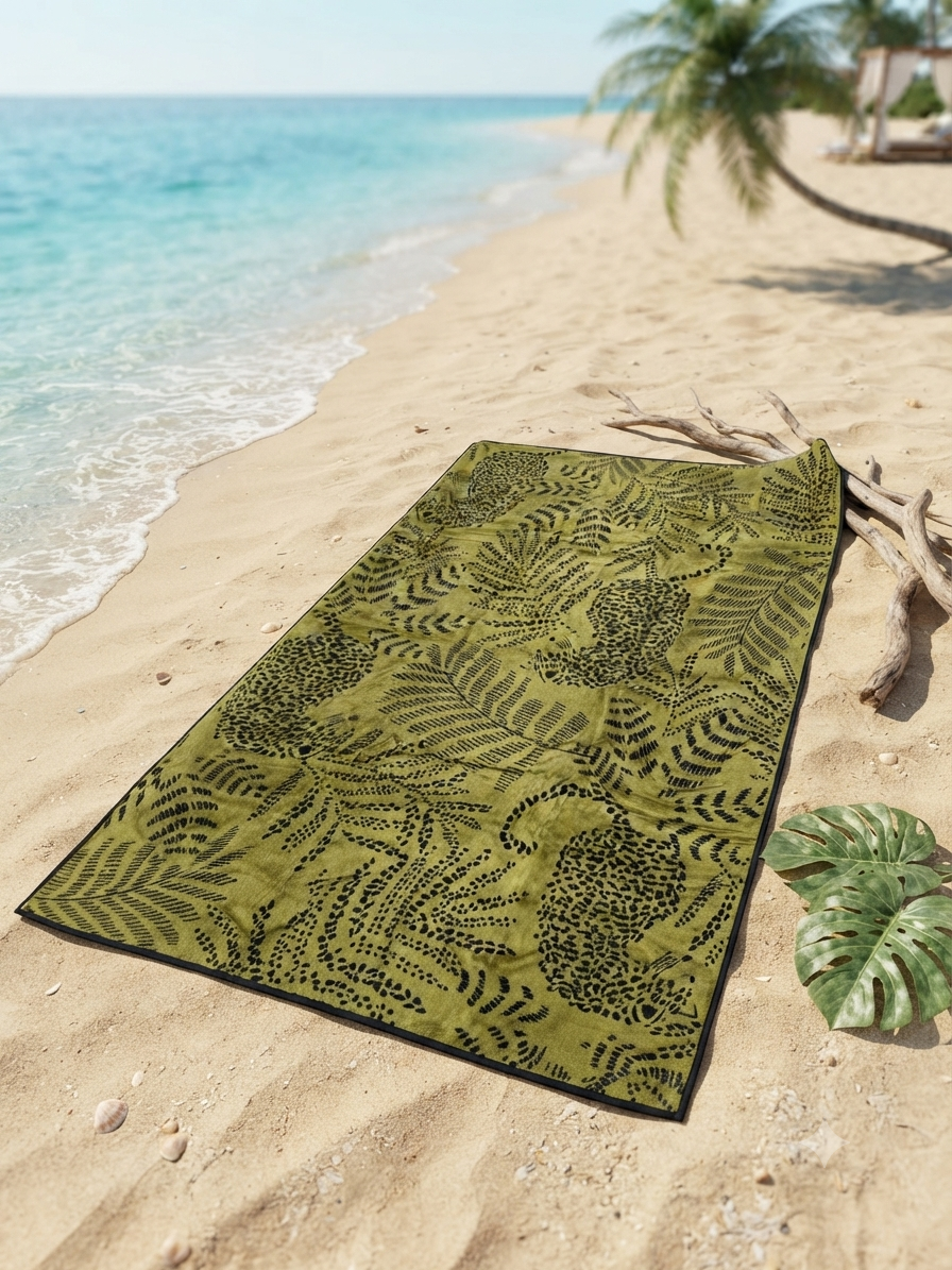 Beach towel ,86 X 170 cm , 100% cotton , Highly absorbent ,Botanical Leopard Beach Towel