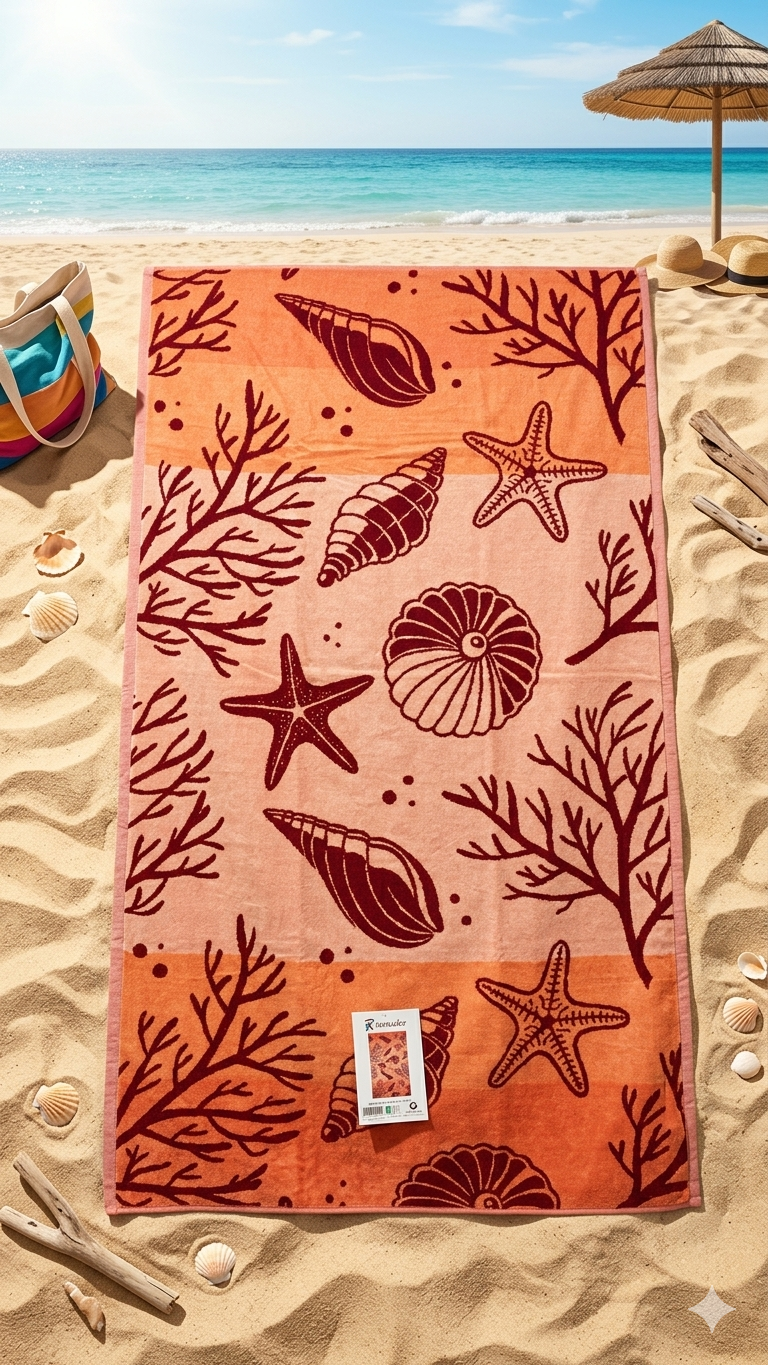 Beach towel, 90*160 cm ,100% cotton ,Coral Reef  design