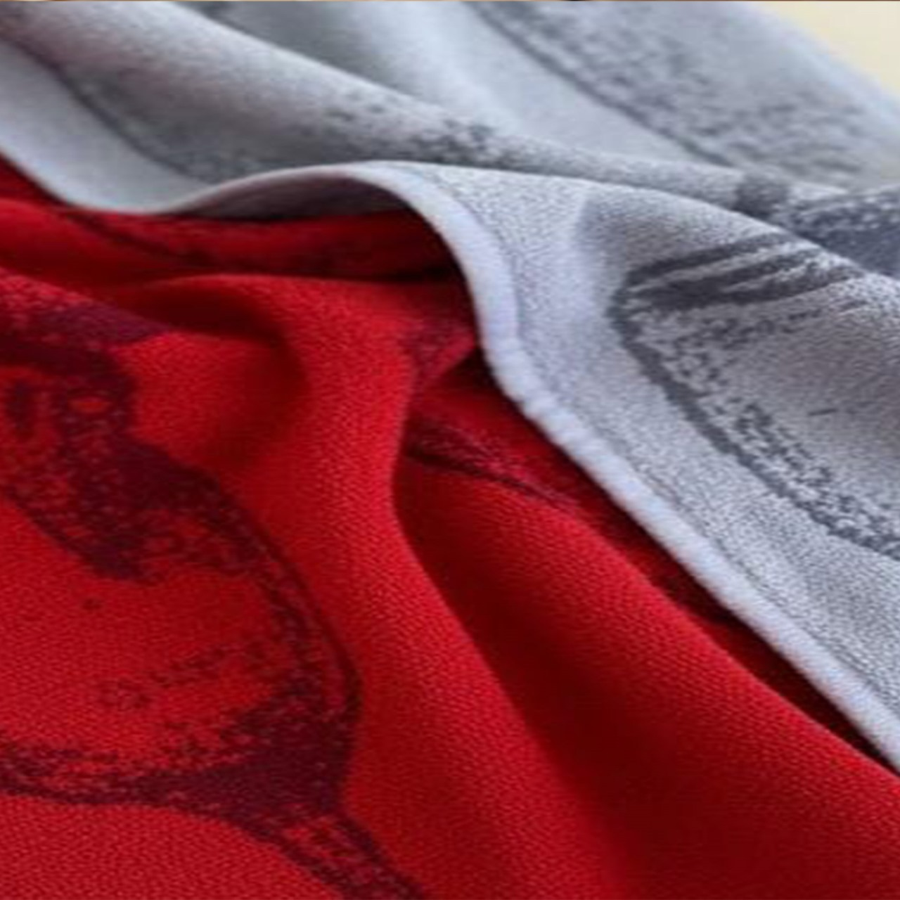 Kitchen Towels Set -2 Pieces, terry , grey and red, 45*65 cm