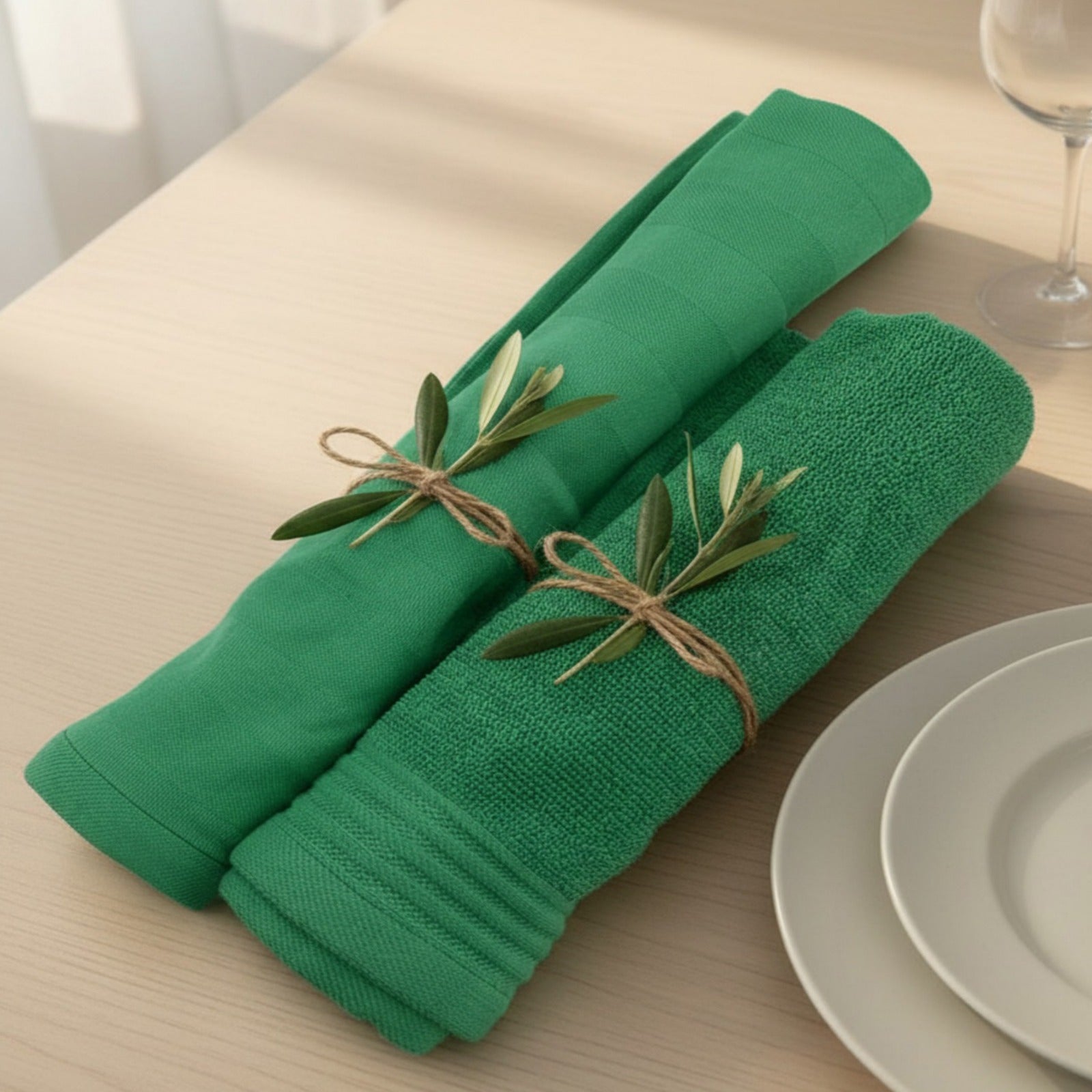 Table towel (65×65 cm) and hand towel (50×50 cm),100% cotton